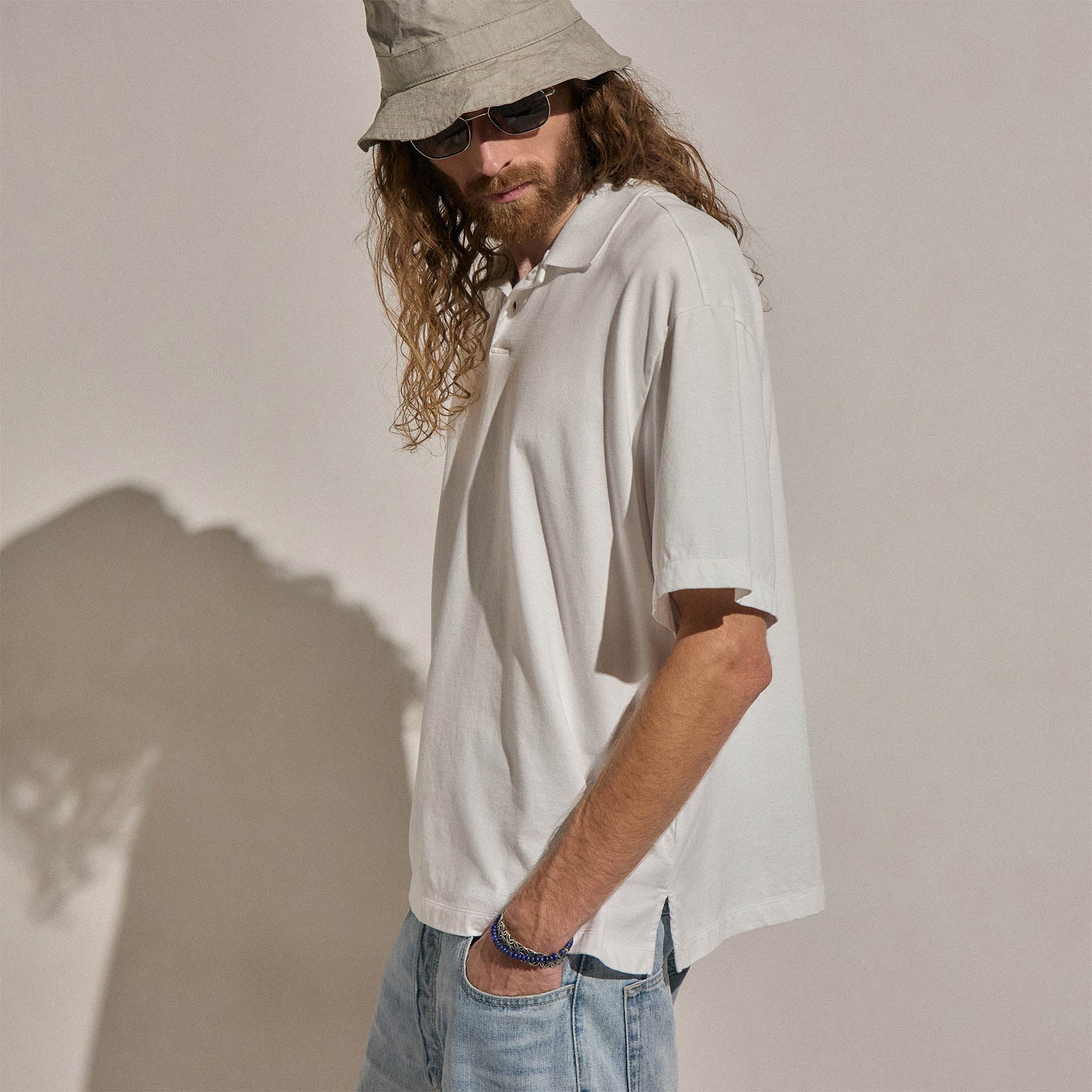 Heavy Luxe Jersey Oversized Polo - White