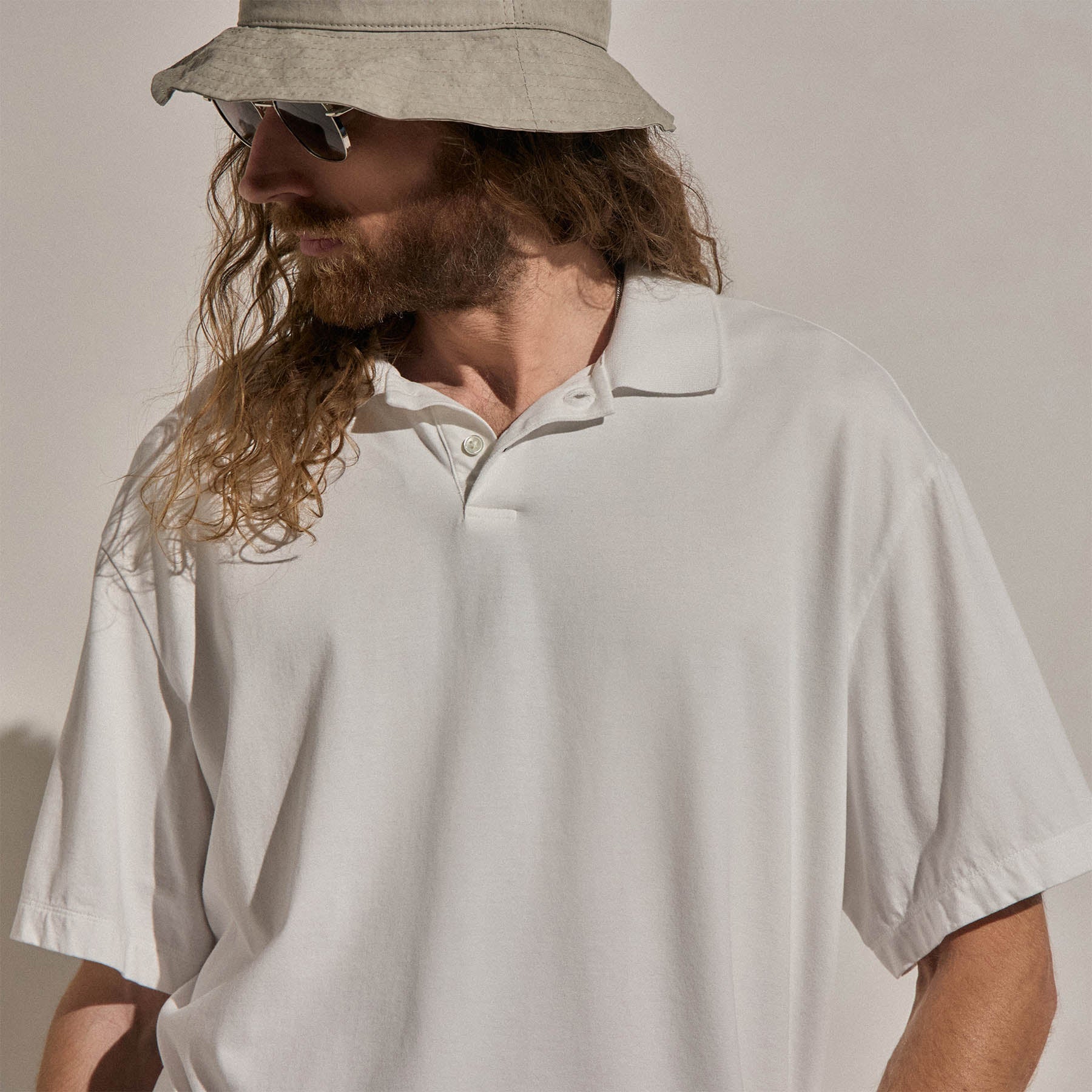 Heavy Luxe Jersey Oversized Polo - White