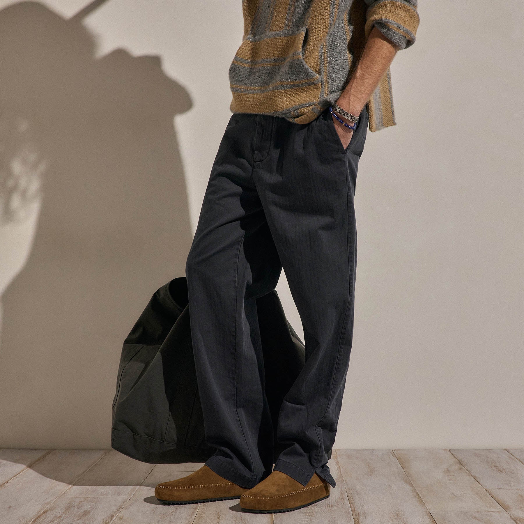 Herringbone Twill Trouser - Blue Noir Pigment