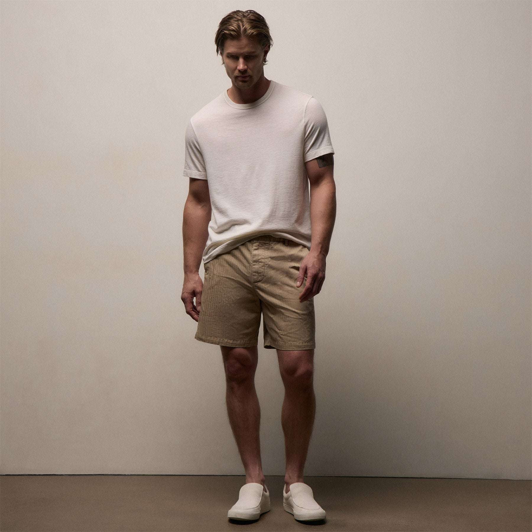 Herringbone Surplus Short - Light Khaki Pigment