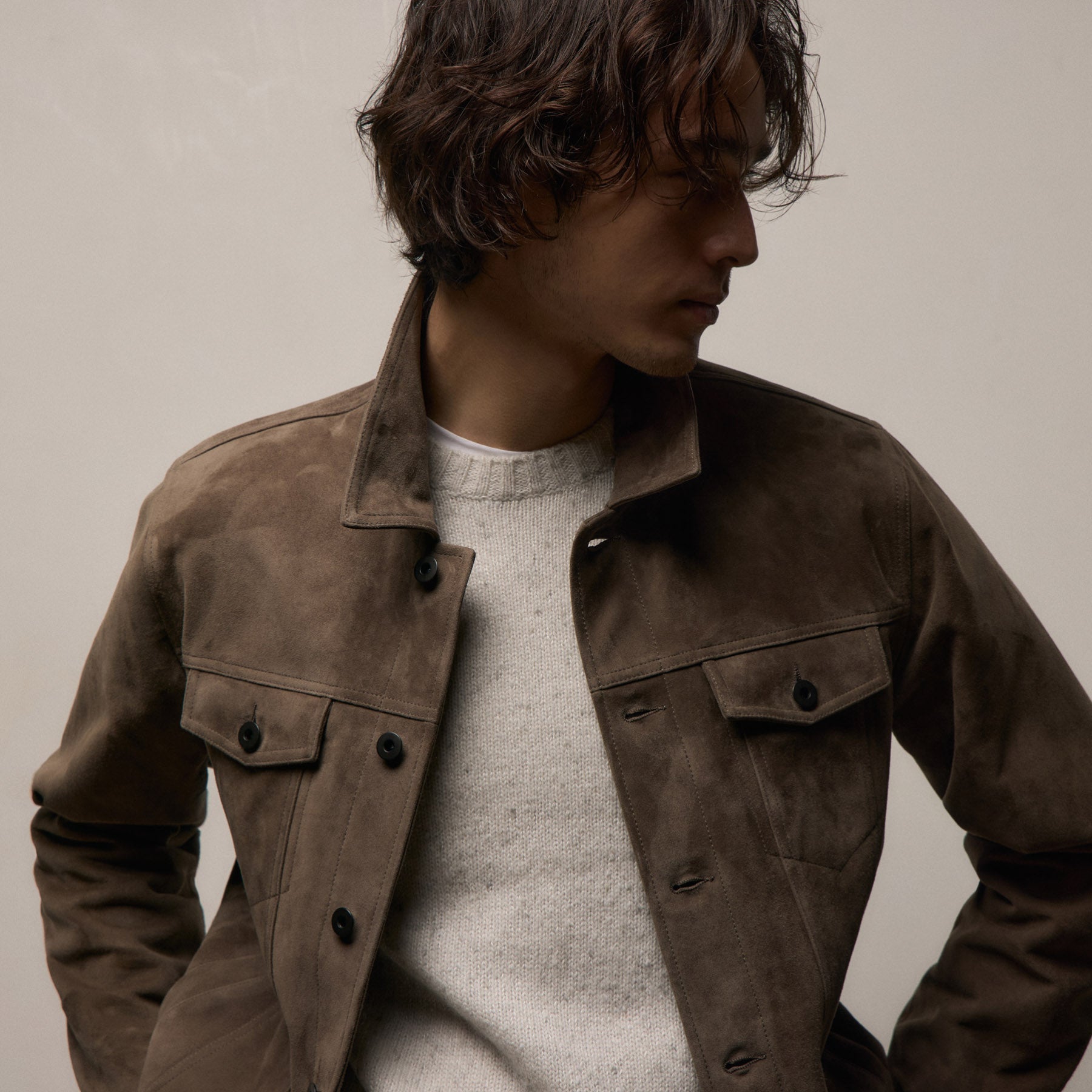 Suede Trucker Jacket - Caribou