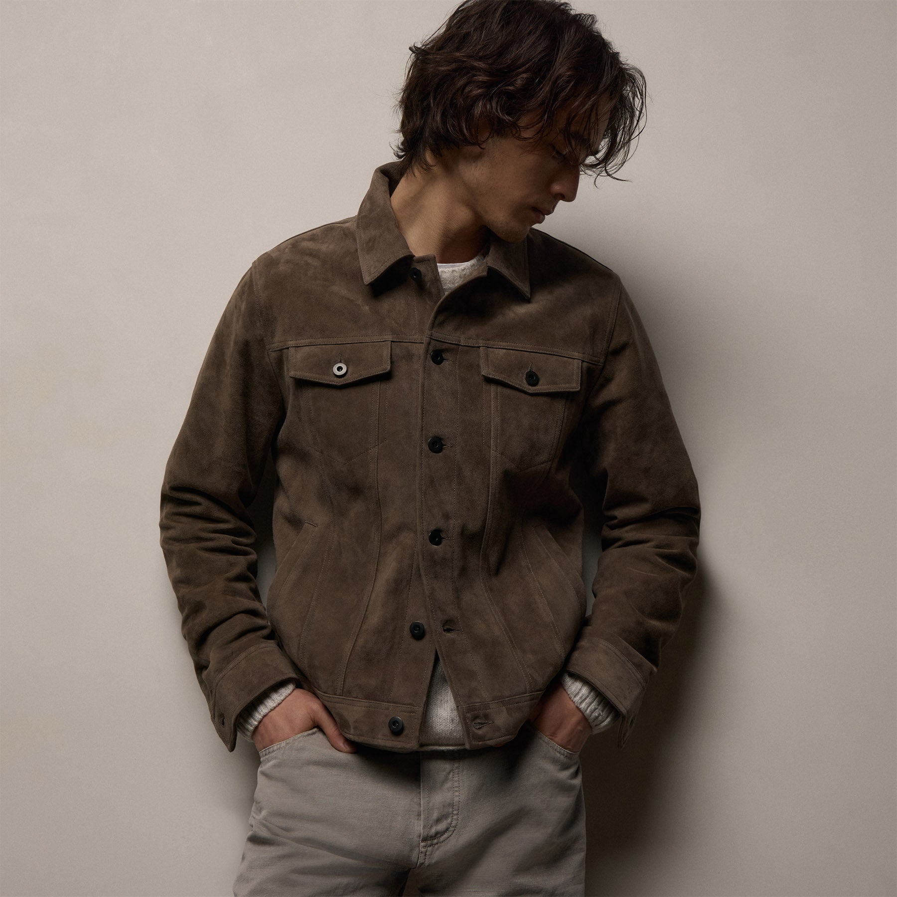 Suede Trucker Jacket - Caribou