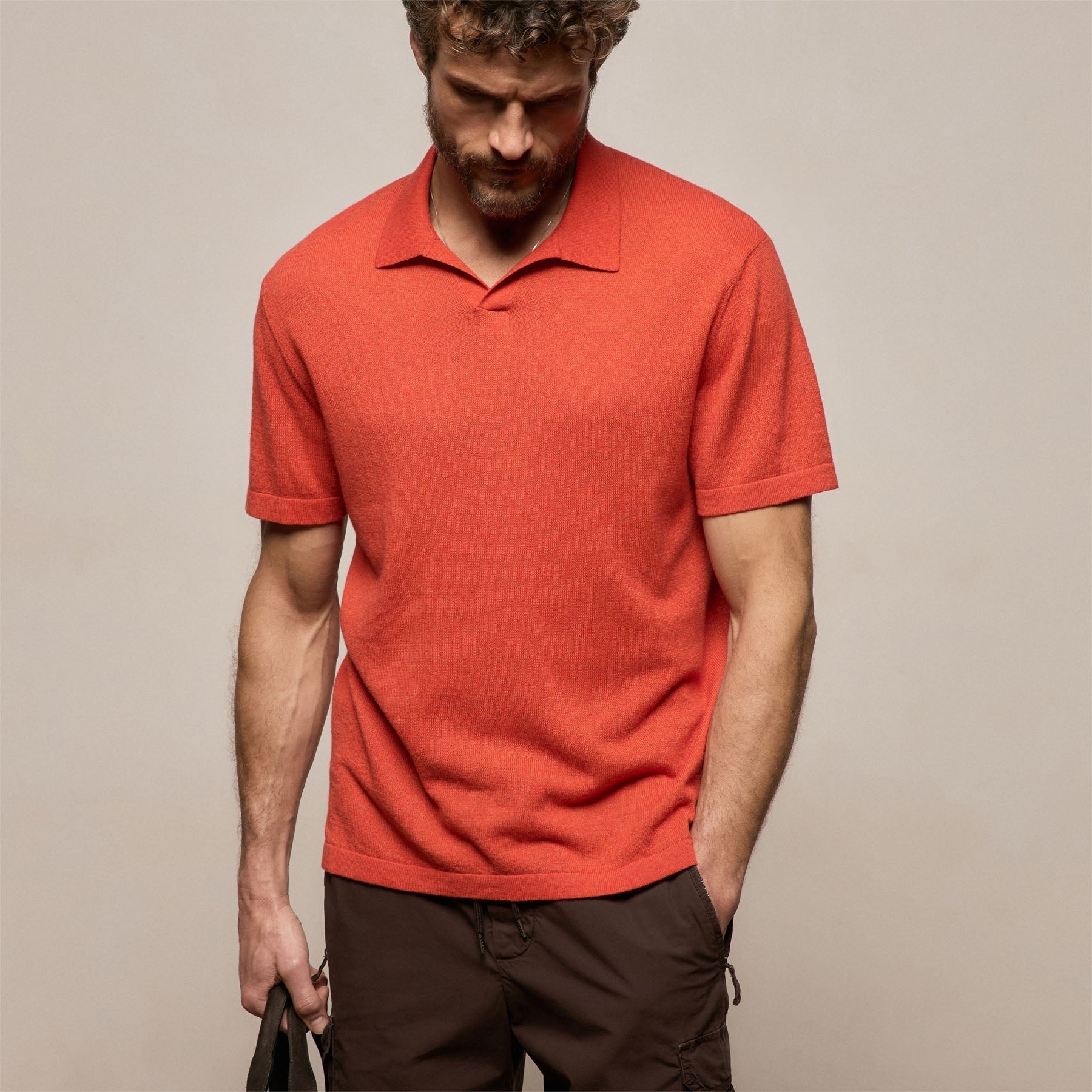 Cotton Cashmere Polo - Blood Orange