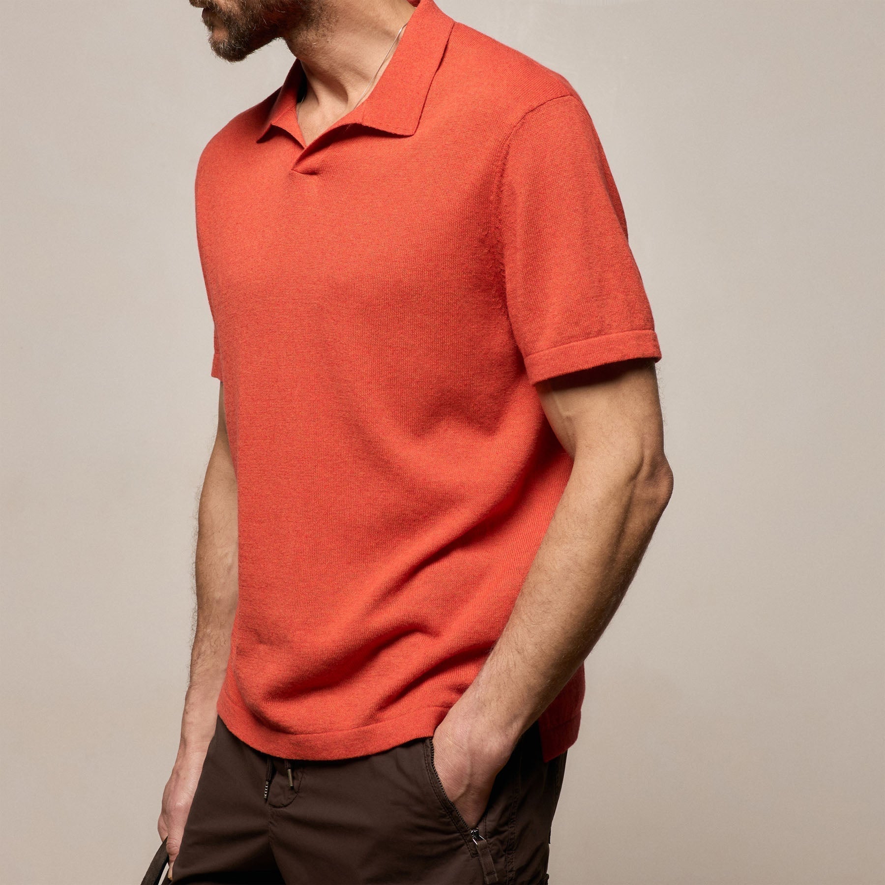 Cotton Cashmere Polo - Blood Orange