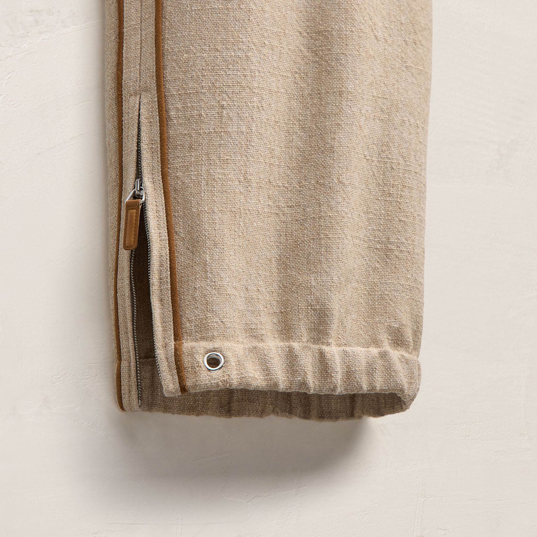 Suede Trimmed Track Pant - Natural/Tobacco