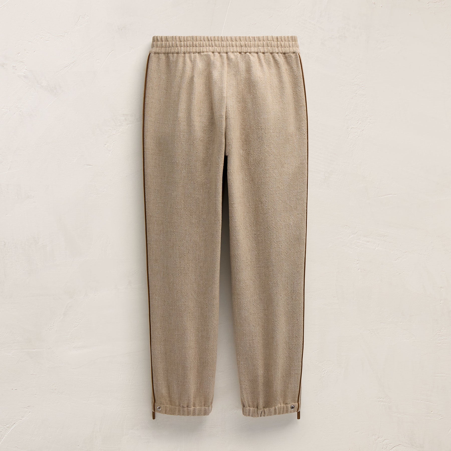 Suede Trimmed Track Pant - Natural/Tobacco