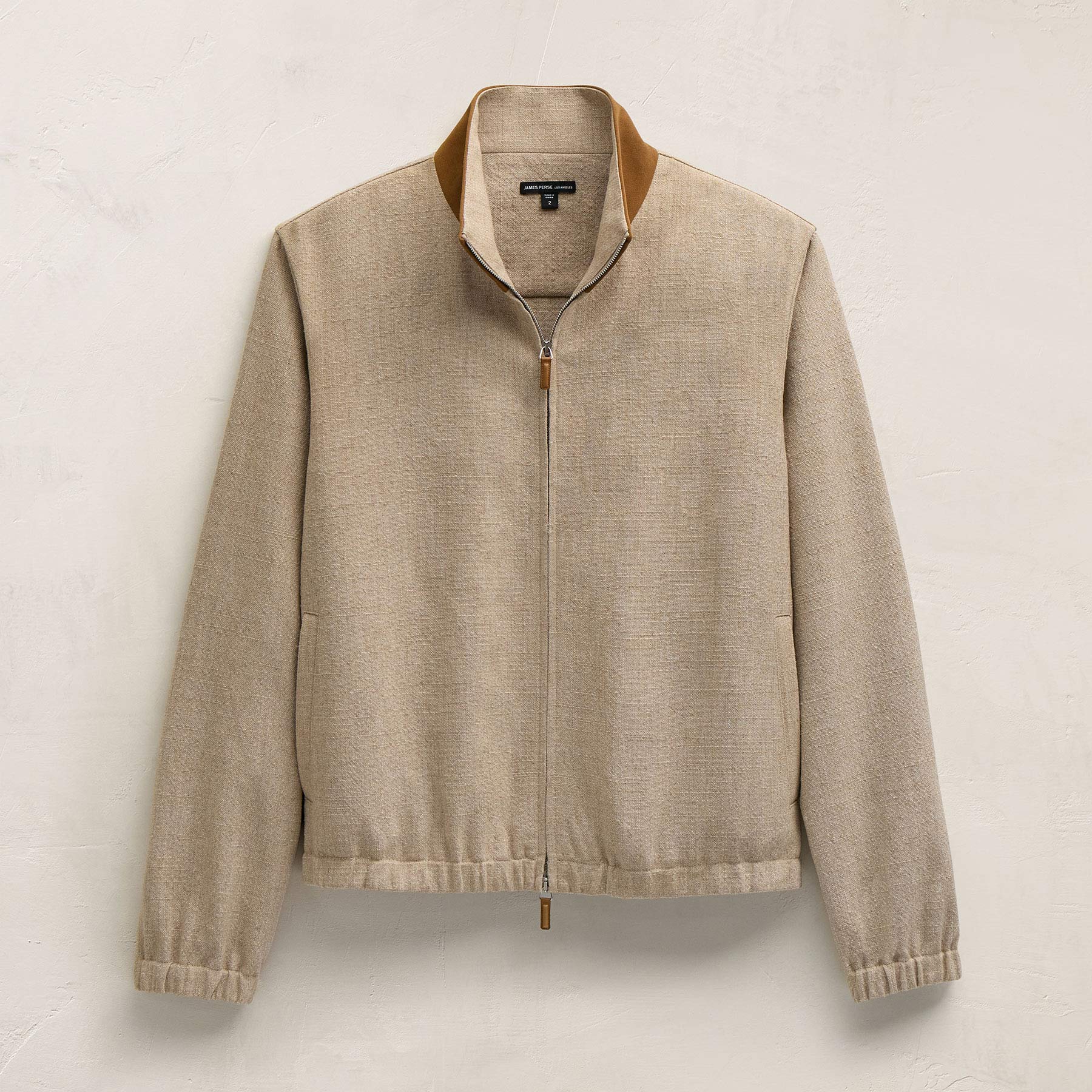 Suede Trimmed Track Jacket - Natural/Tobacco