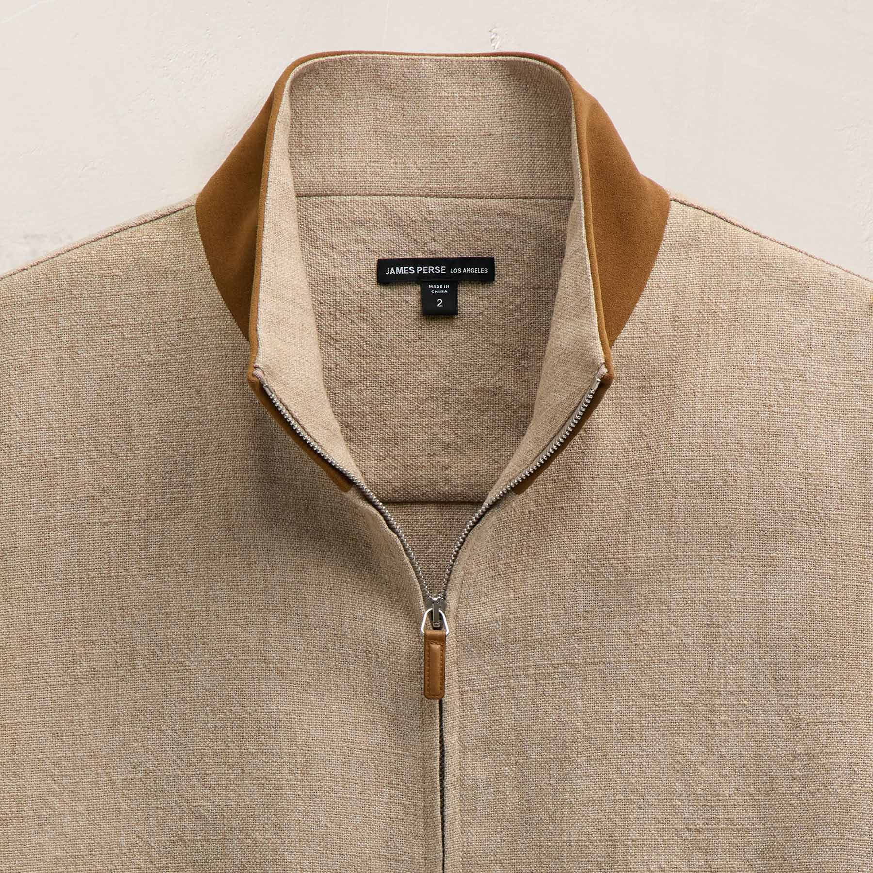 Suede Trimmed Track Jacket - Natural/Tobacco