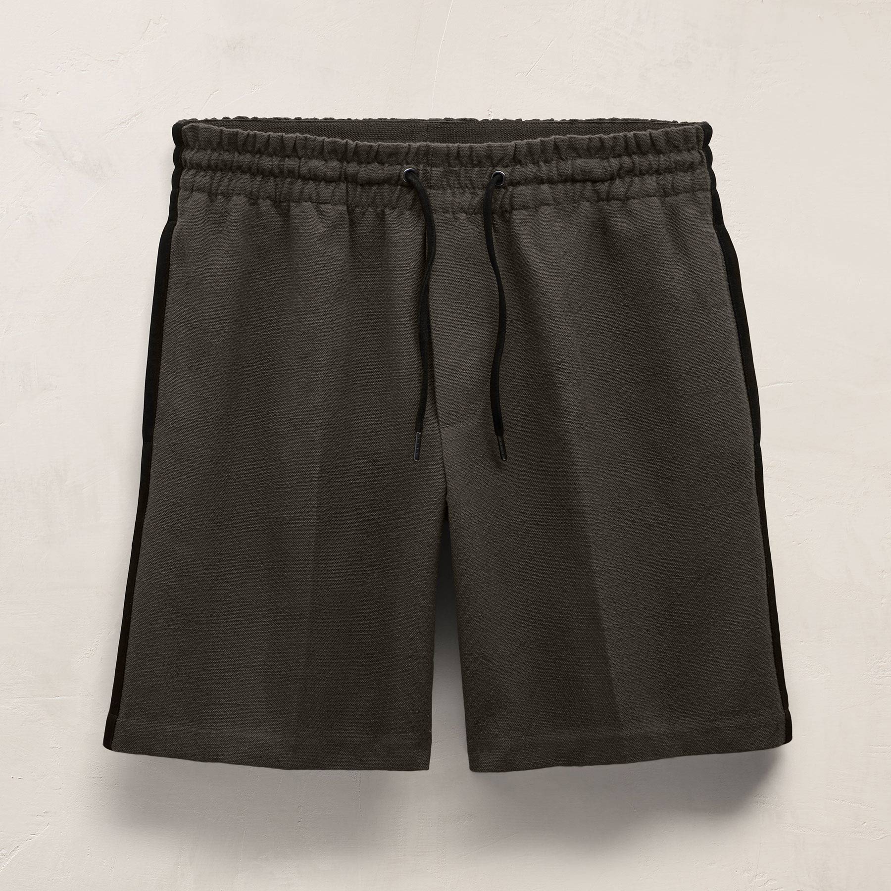 Suede Trimmed Track Short - Dark Olive/Black