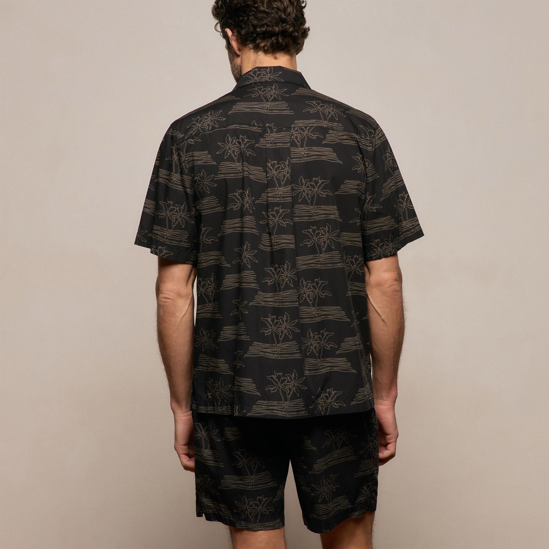 Palm Printed Shirt - Black/Light Olive Pigment