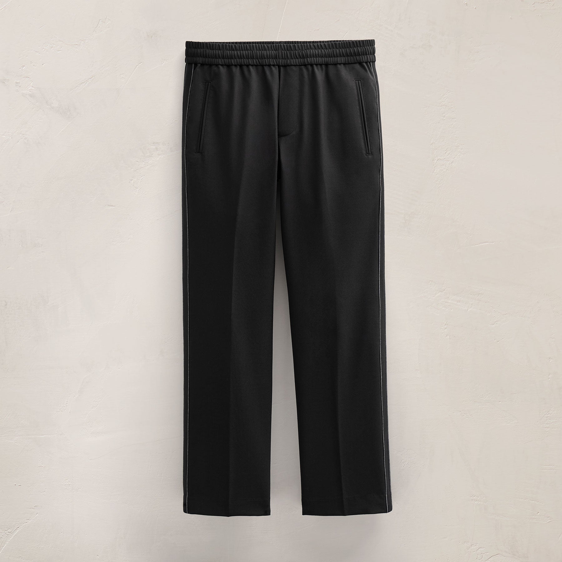 Contrast Trimmed Wool Stretch Trouser - Black