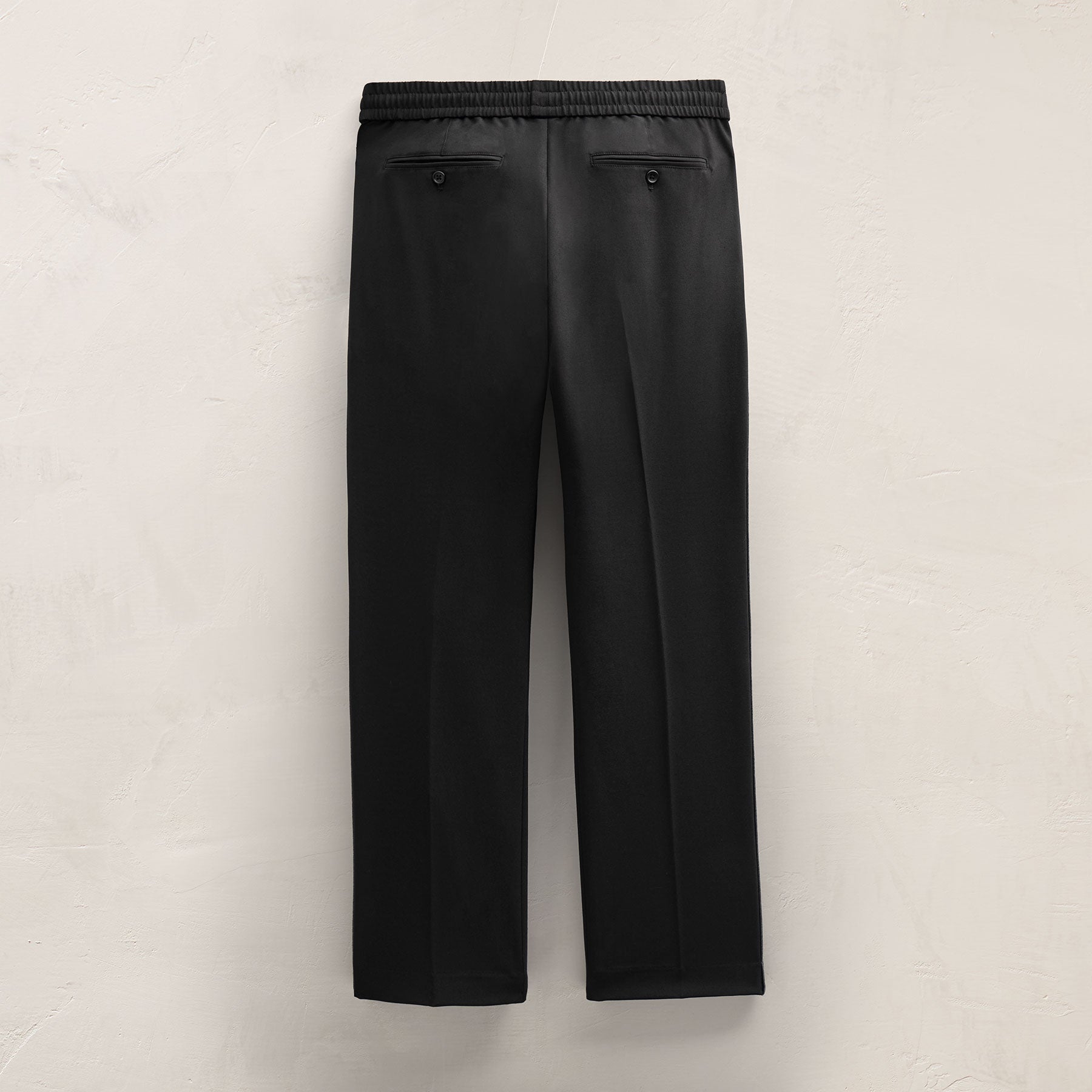 Contrast Trimmed Wool Stretch Trouser - Black