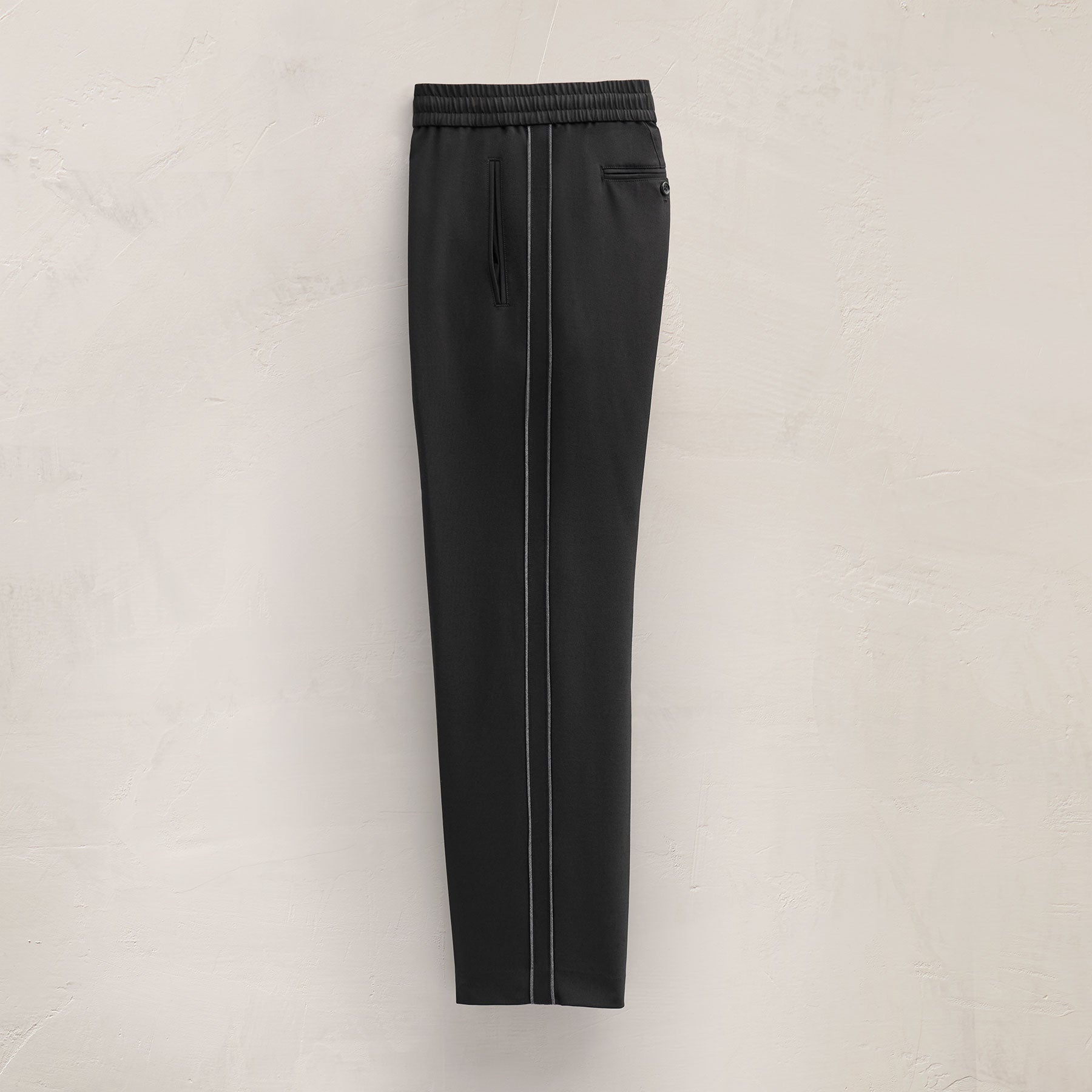 Contrast Trimmed Wool Stretch Trouser - Black