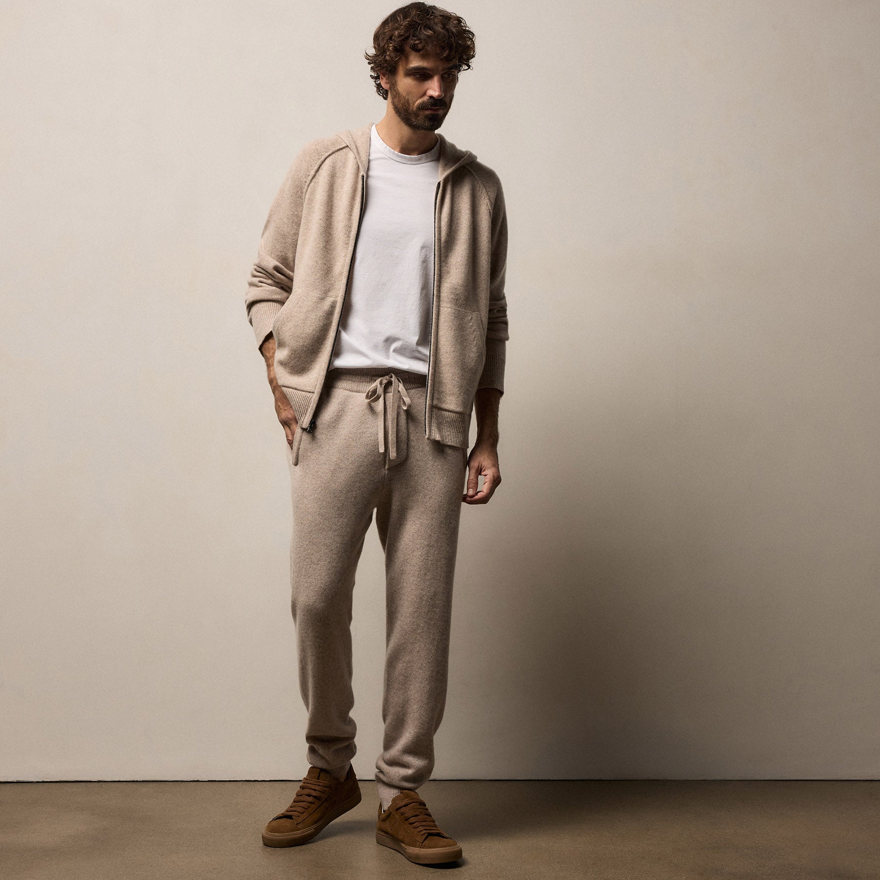 Men's Cashmere Track Suit Gift Set - Stone