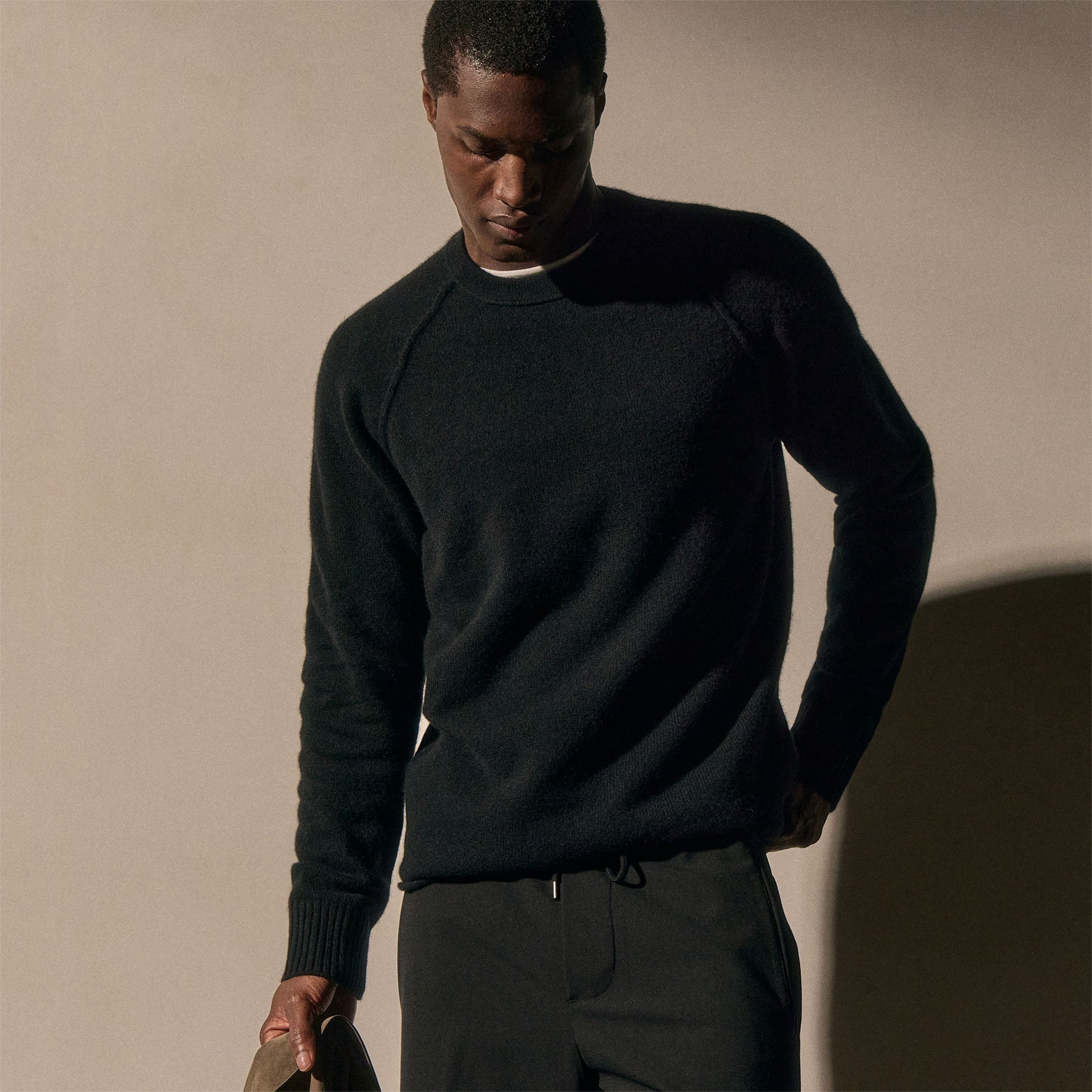 Men's Recycled Cashmere Crew Sweater Gift Set - Black/Stone