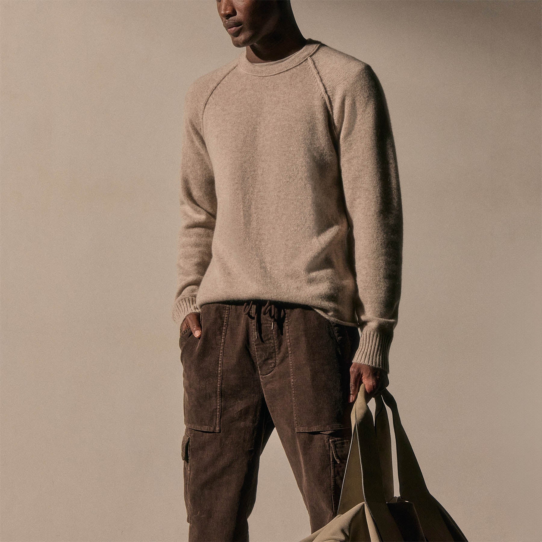 Men's Recycled Cashmere Crew Sweater Gift Set - Black/Stone