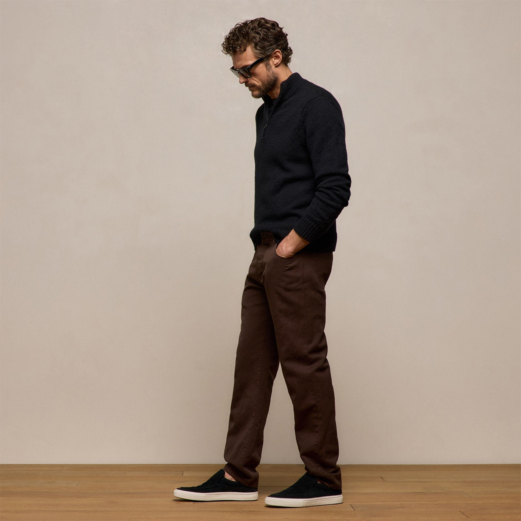 Classic Cotton Linen Twill Pant - Bark Pigment