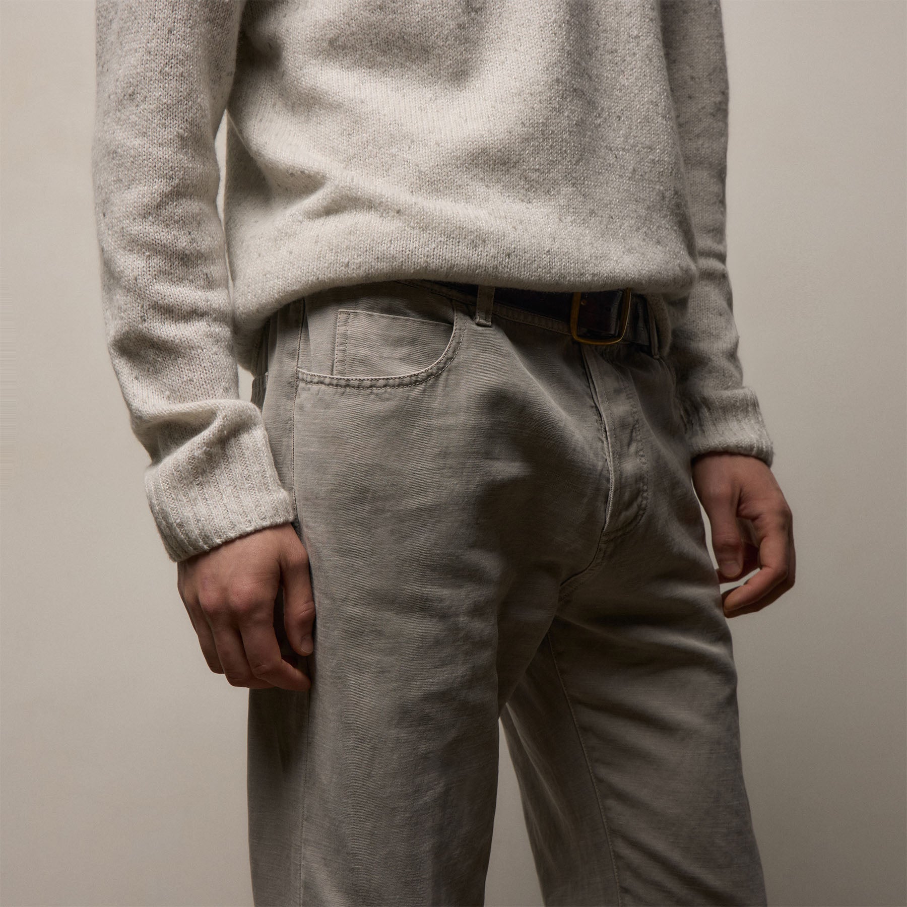 Classic Cotton Linen Twill Pant - Fog Pigment