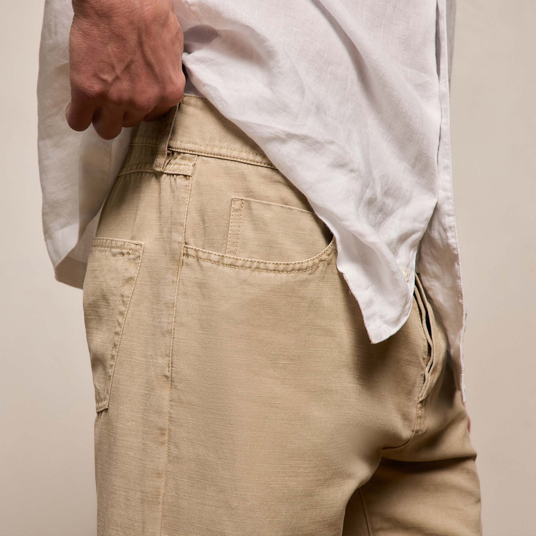 Classic Cotton Linen Twill Pant - Light Khaki Pigment