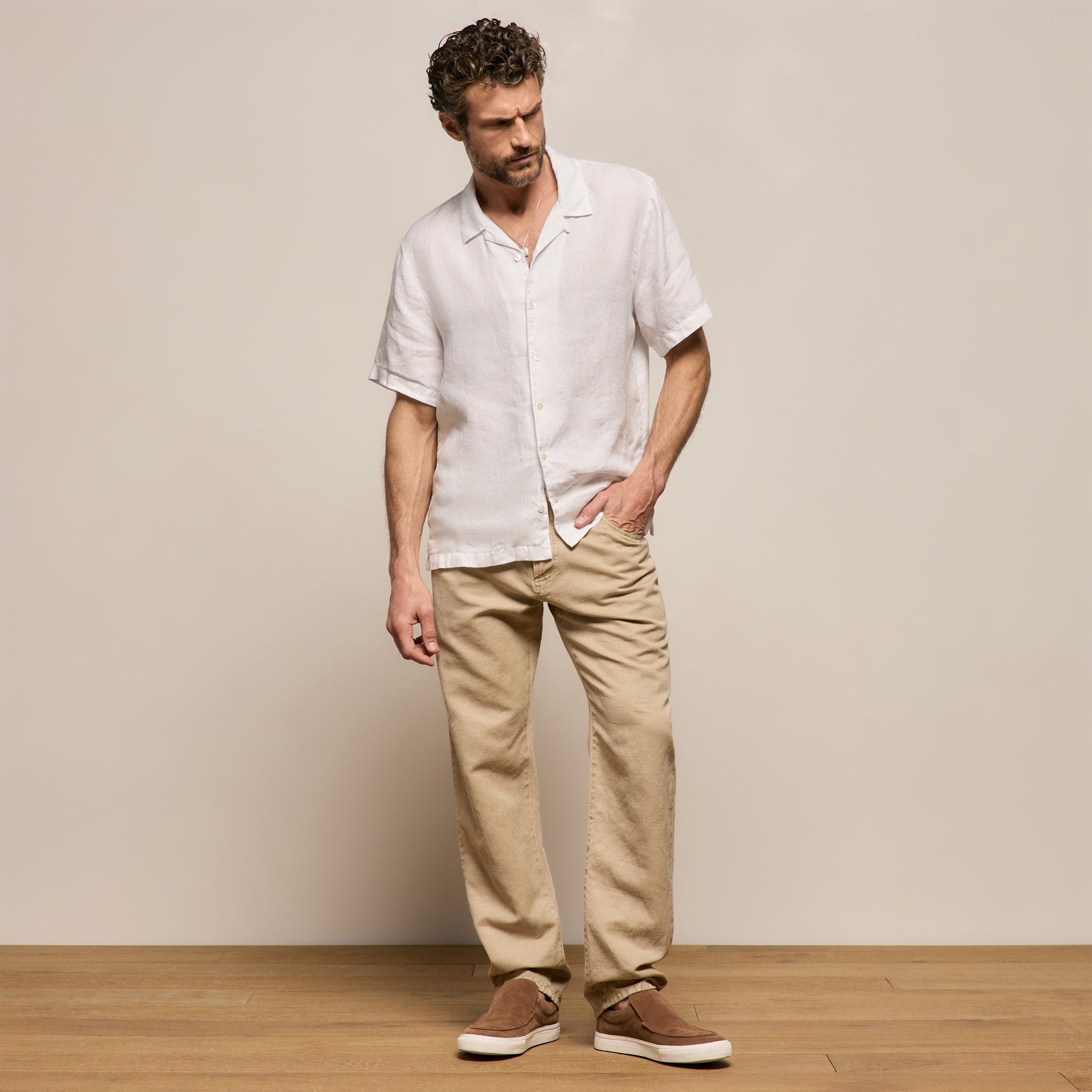 Classic Cotton Linen Twill Pant - Light Khaki Pigment