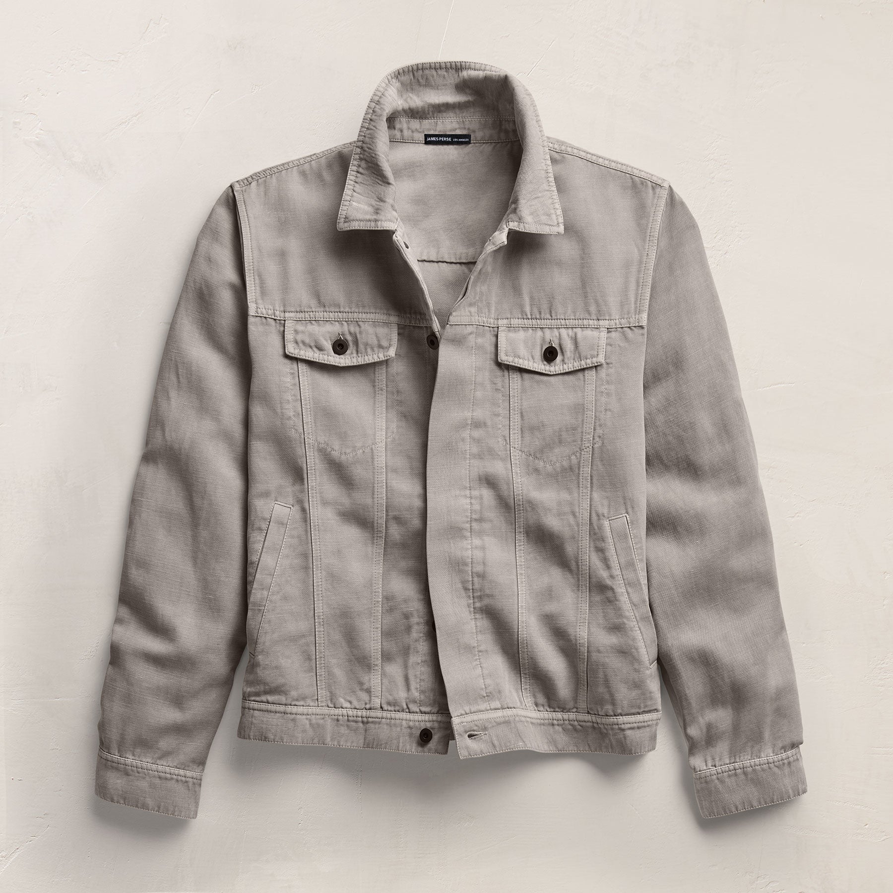 Cotton Linen Twill Trucker Jacket - Fog Pigment
