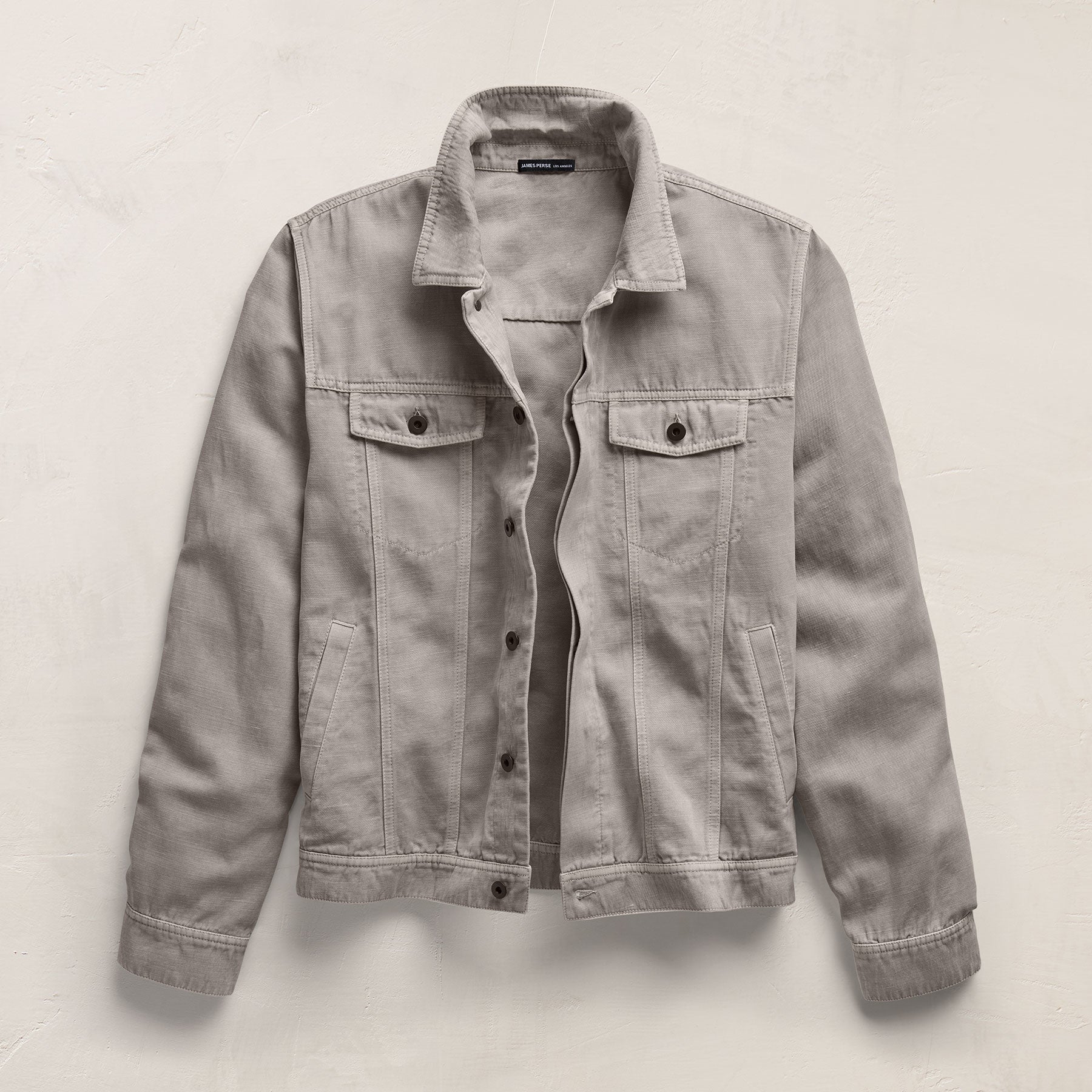 Cotton Linen Twill Trucker Jacket - Fog Pigment