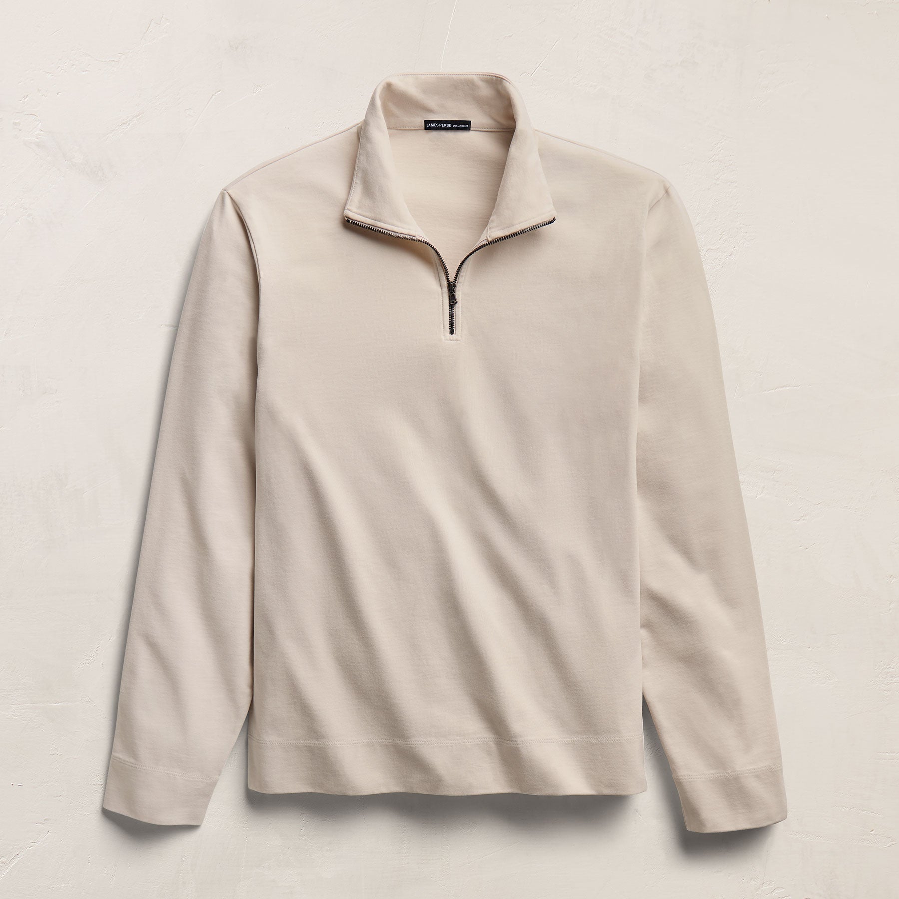 Organic Sueded Jersey Half Zip - Pearl