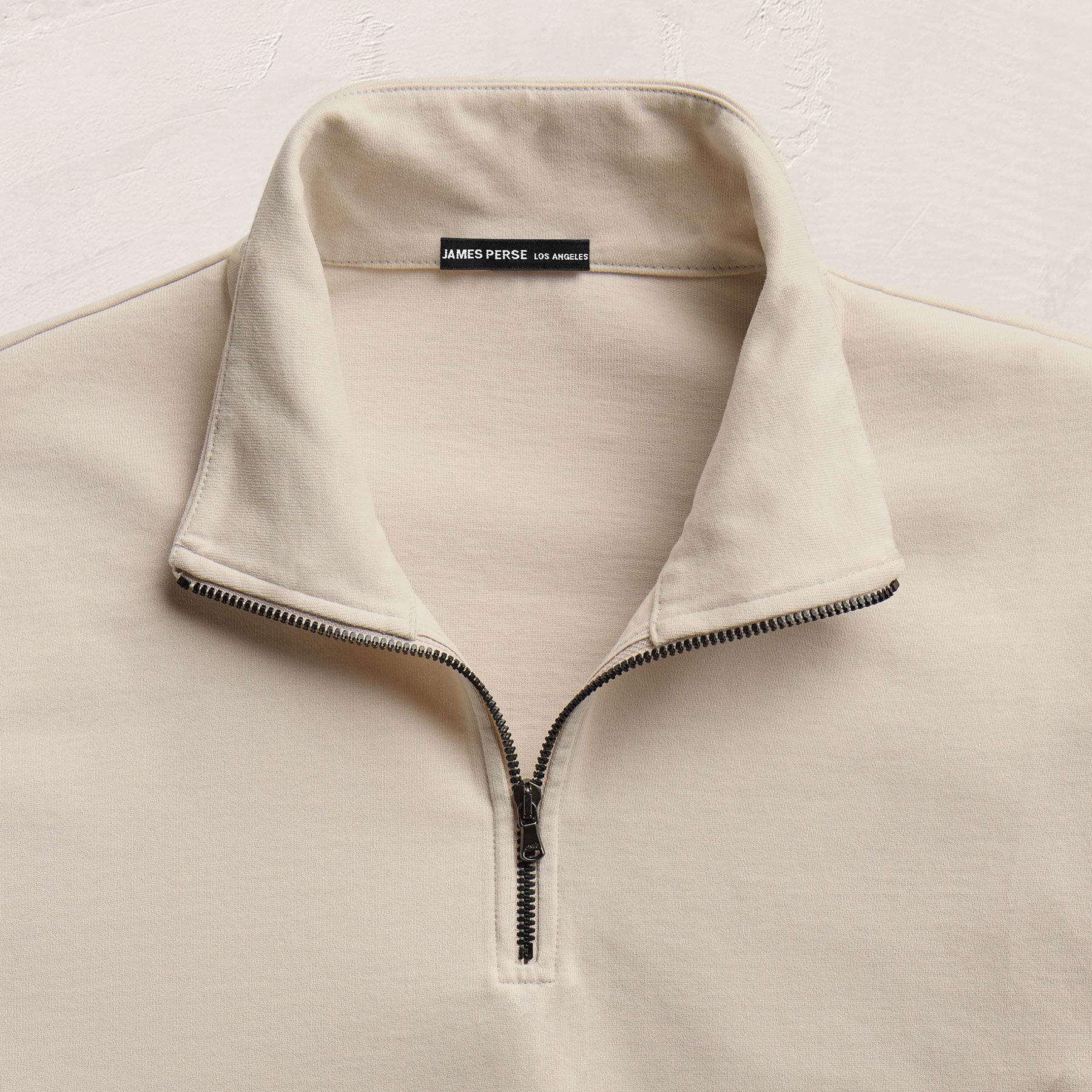 Organic Sueded Jersey Half Zip - Pearl