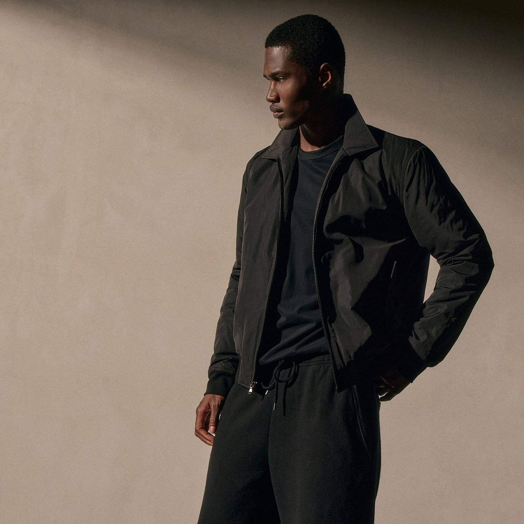 Recycled Twill Bomber Jacket - Black