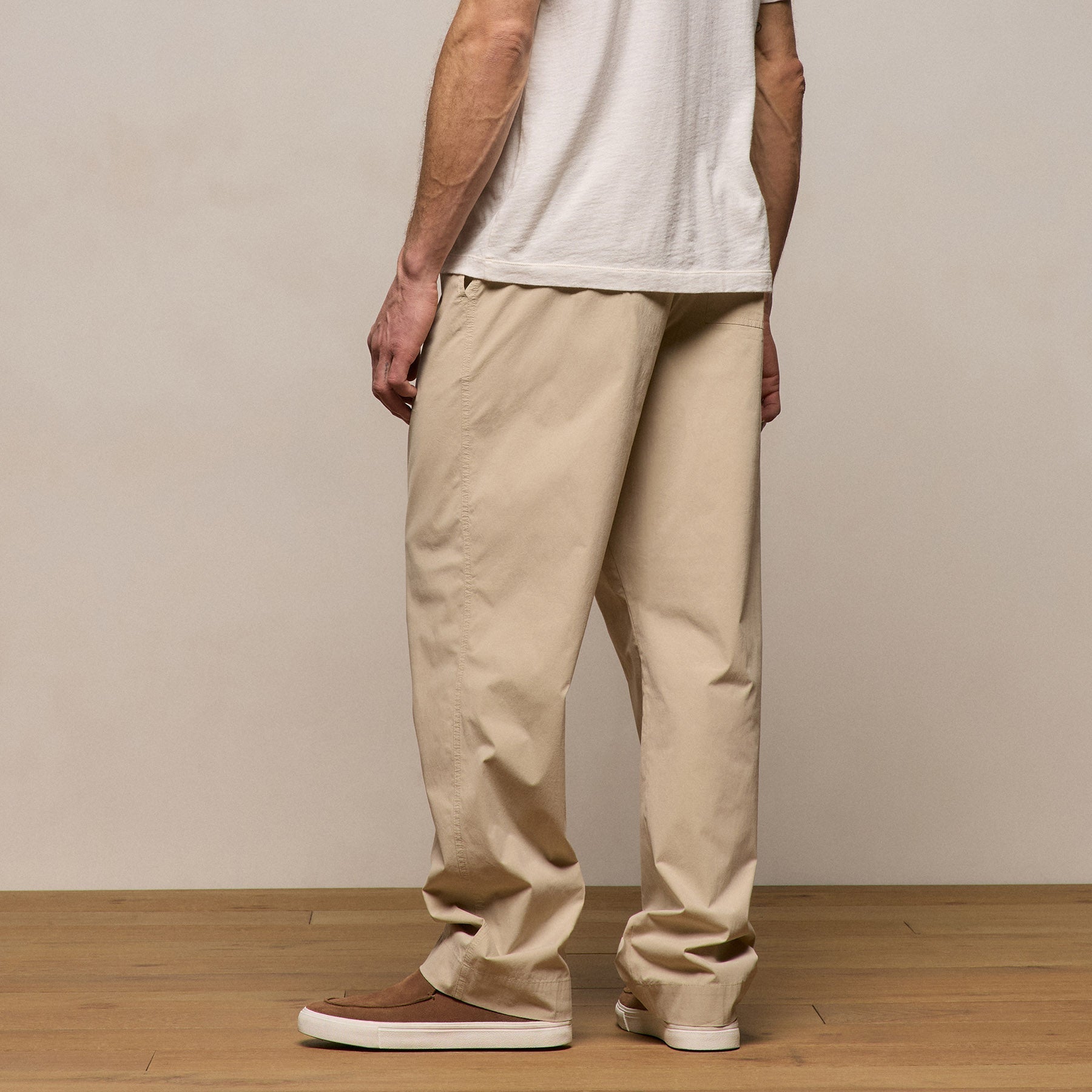 Stretch Poplin Drawstring Pant - Light Khaki