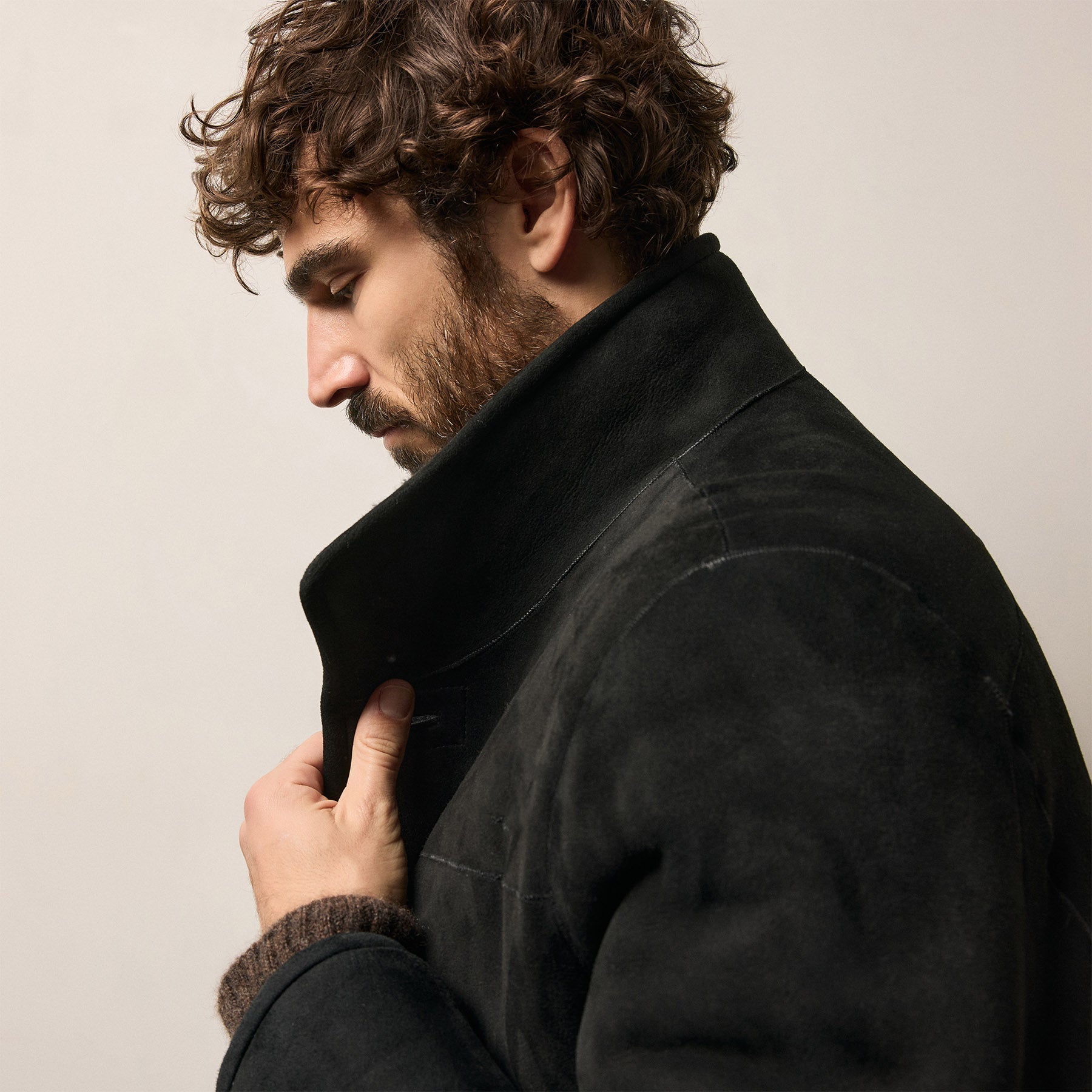 Suede Shearling Jacket - Black