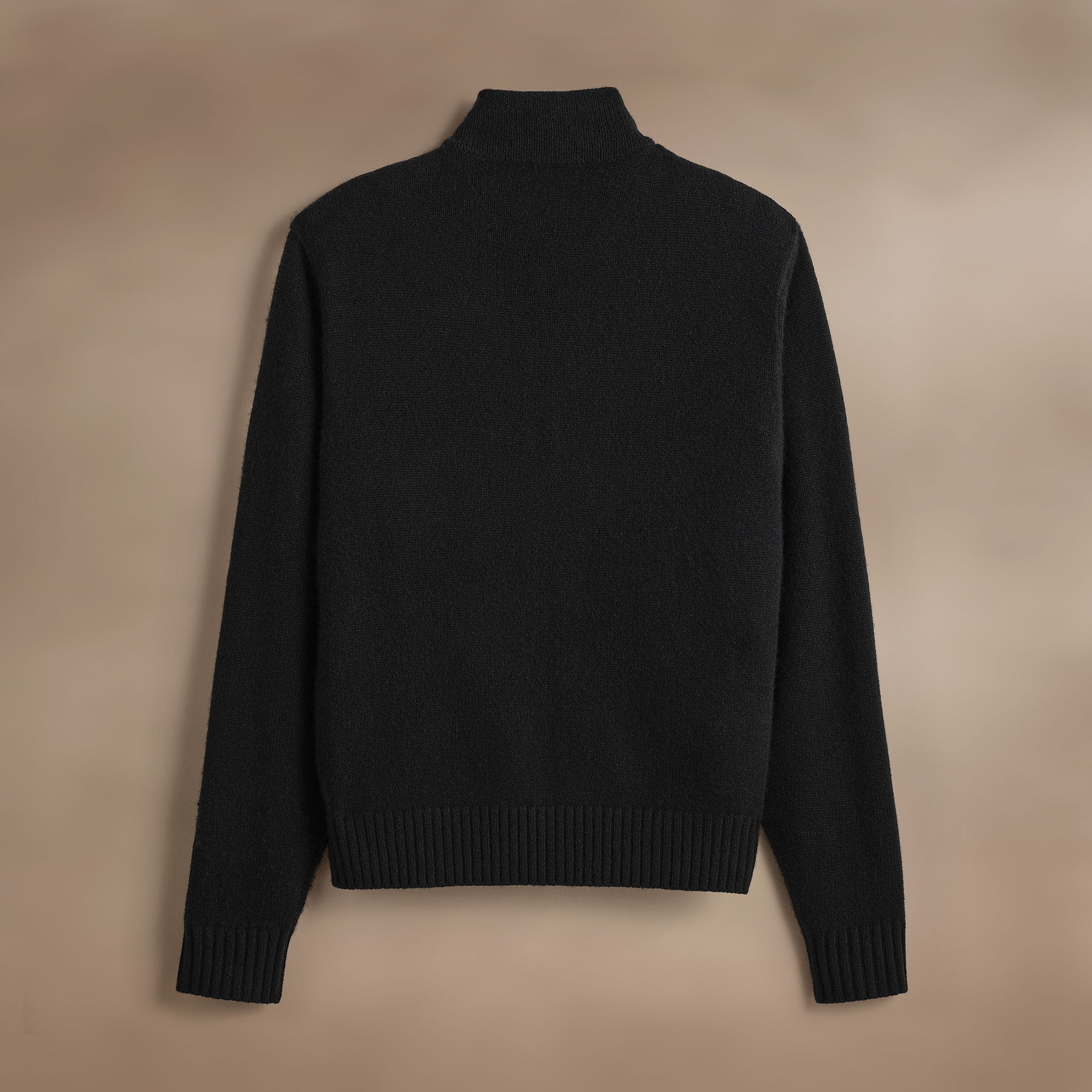 Suede Front Zip Up Sweater - Black