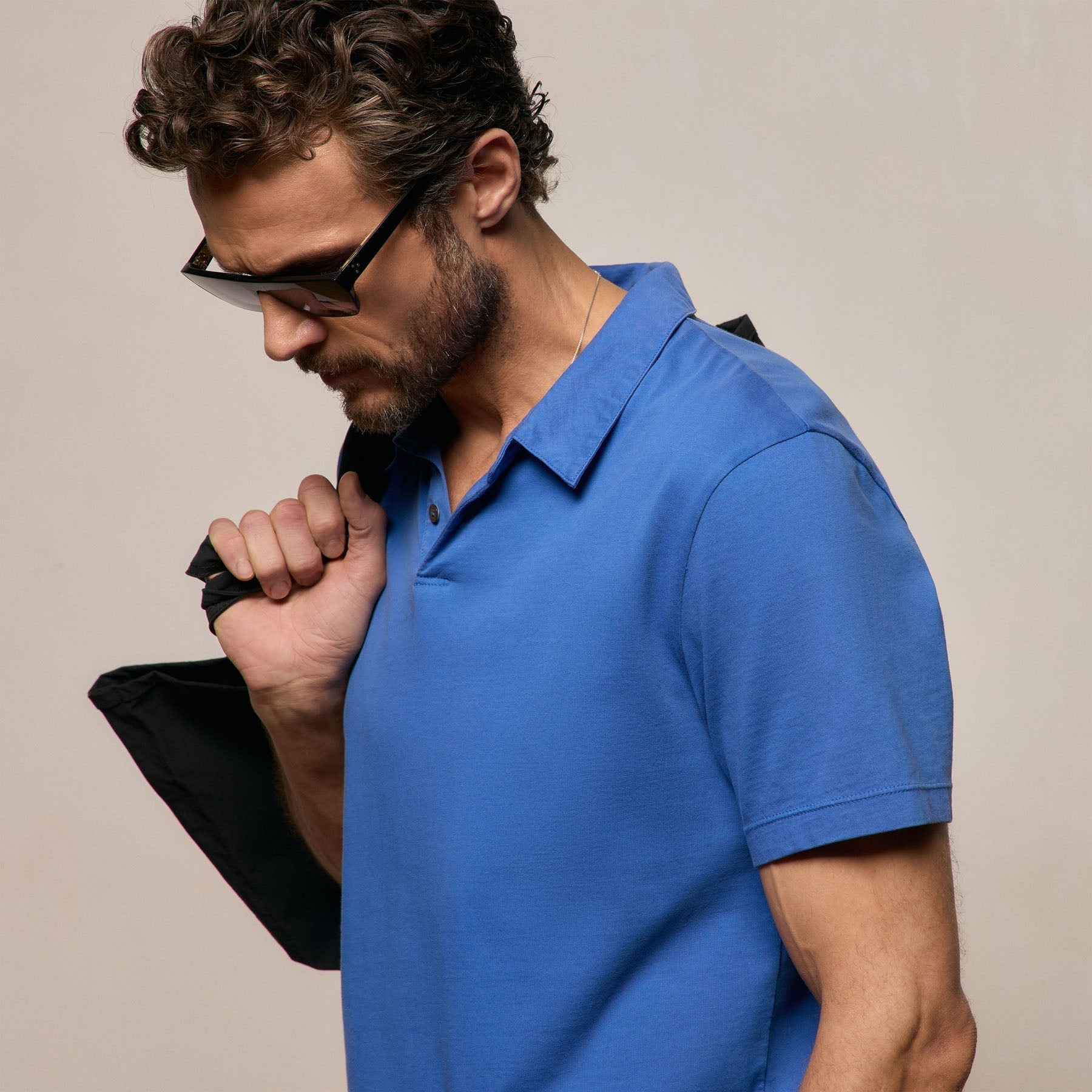 Sueded Jersey Polo - Baltic Blue