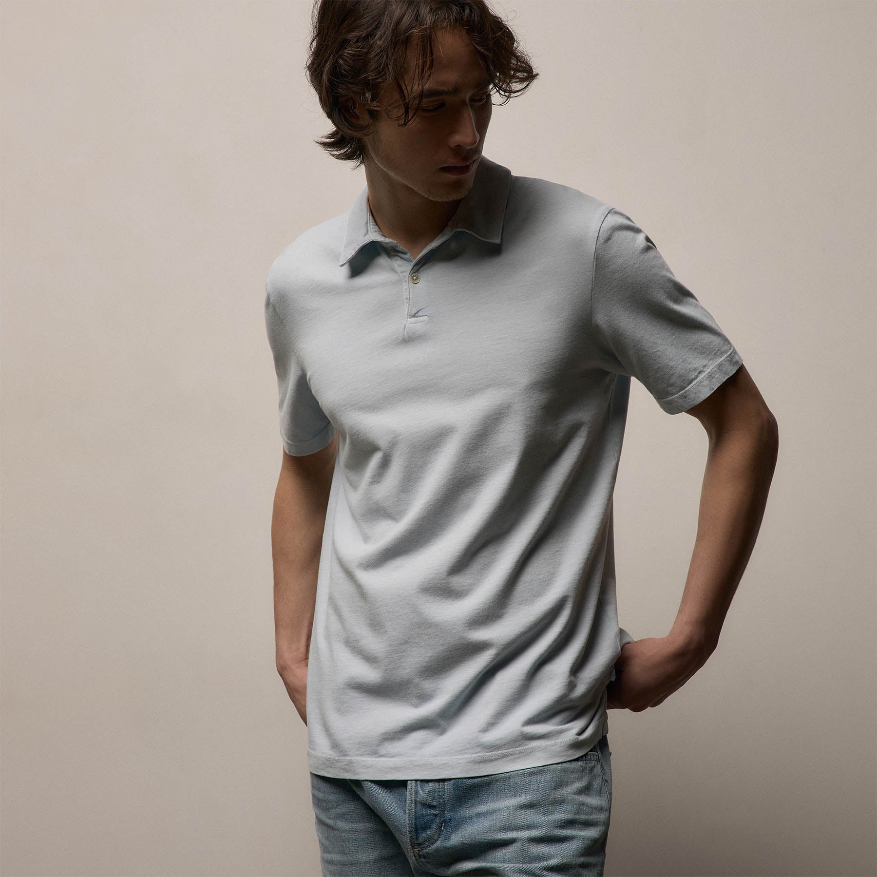 Sueded Jersey Polo - Memory Pigment