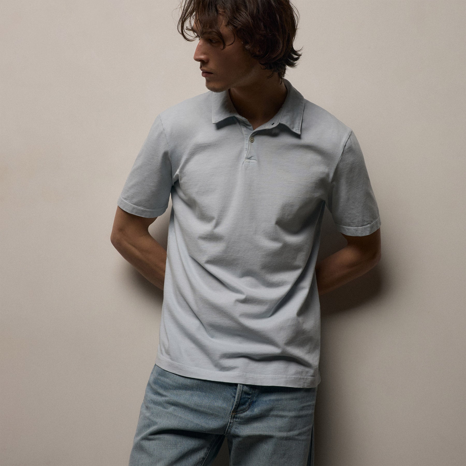 Sueded Jersey Polo - Memory Pigment