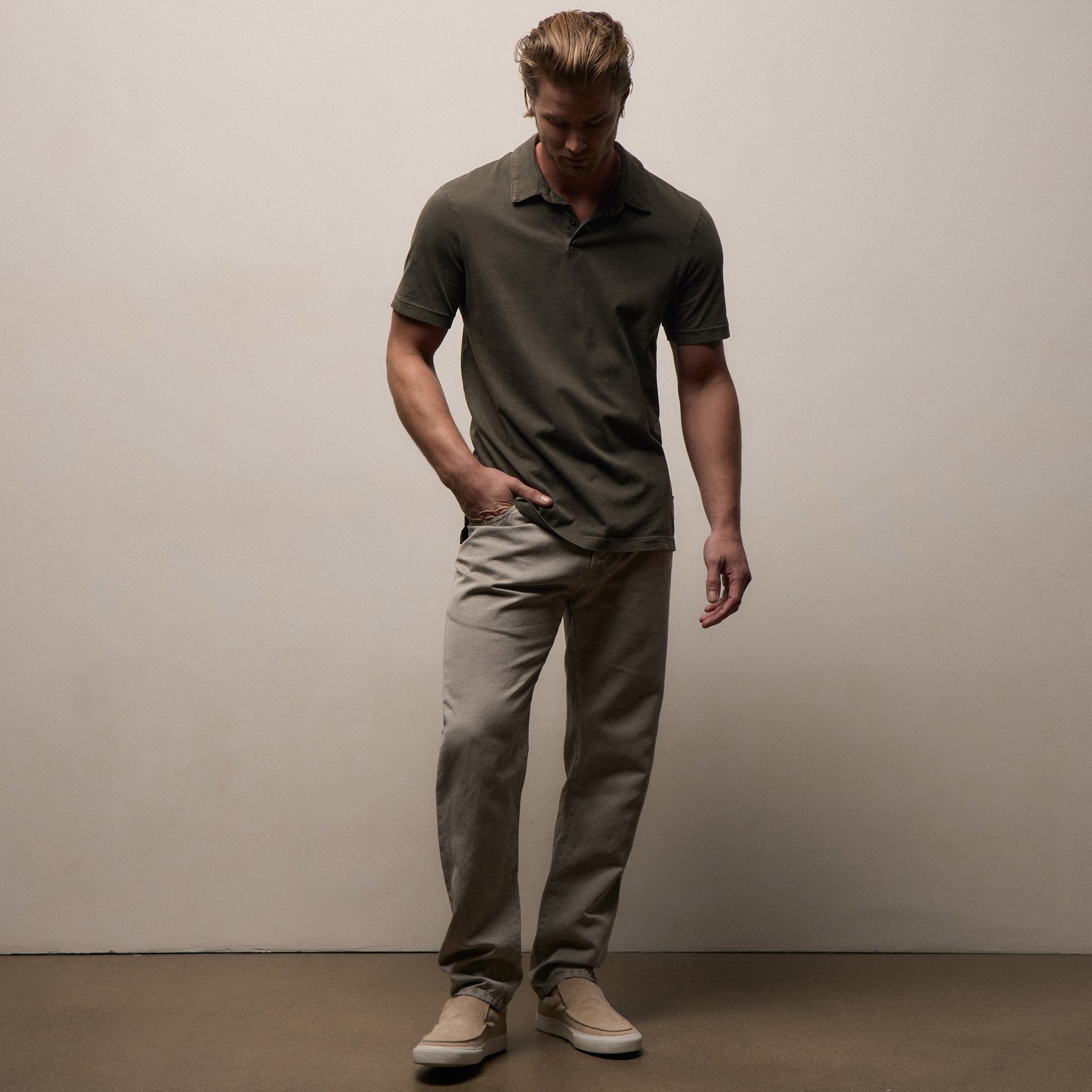 Sueded Jersey Polo - Platoon Pigment