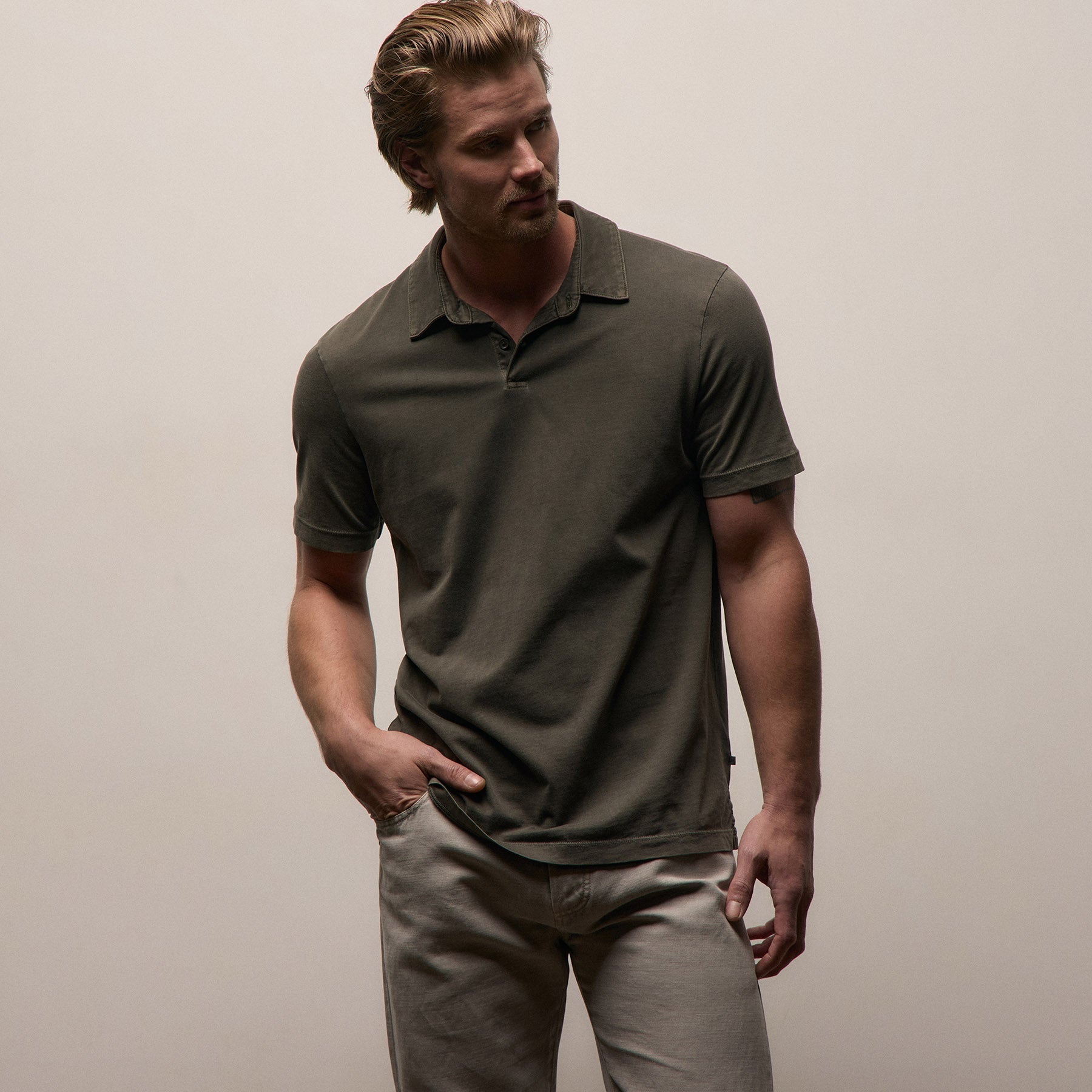 Sueded Jersey Polo - Platoon Pigment