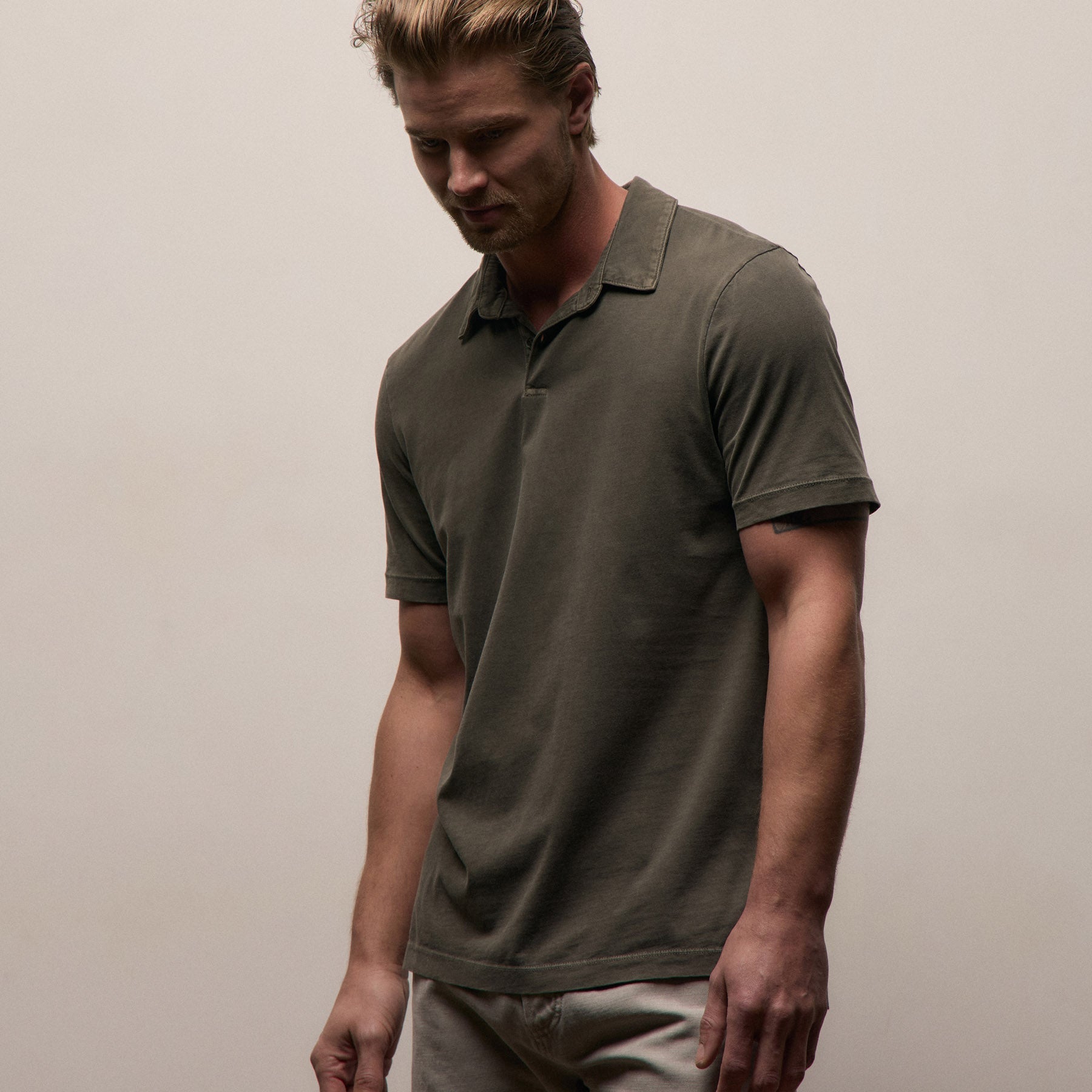 Sueded Jersey Polo - Platoon Pigment