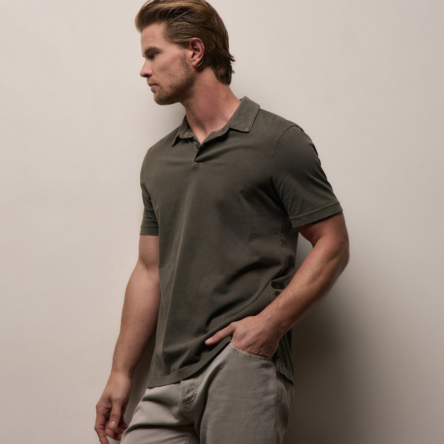 Sueded Jersey Polo - Platoon Pigment