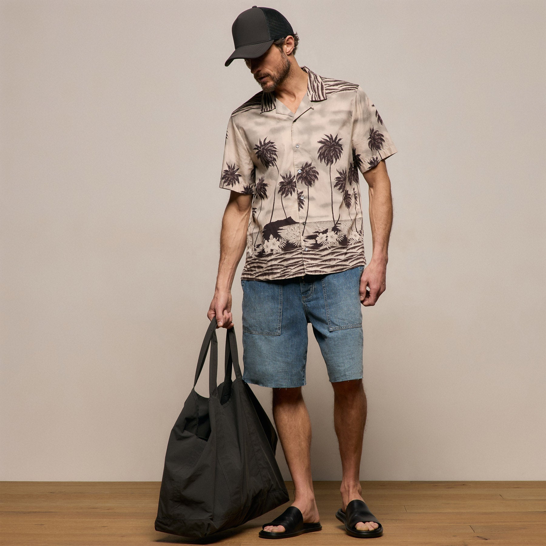 Palm Printed Shirt - Stone