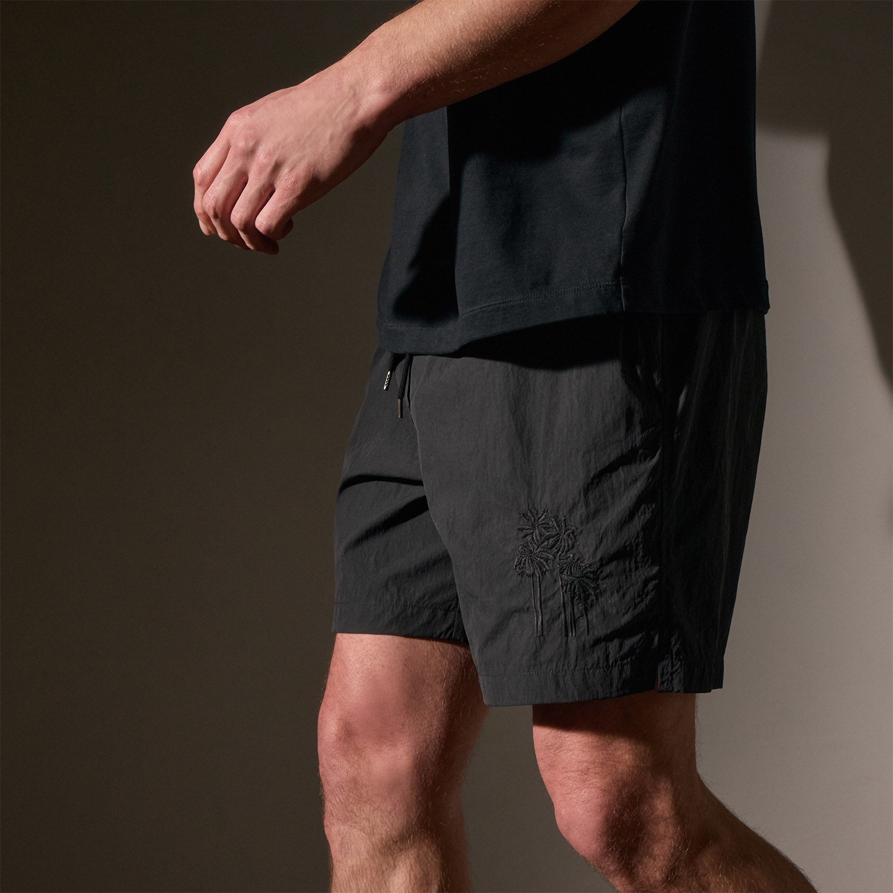 Palm Embroidered Boardshort - Black