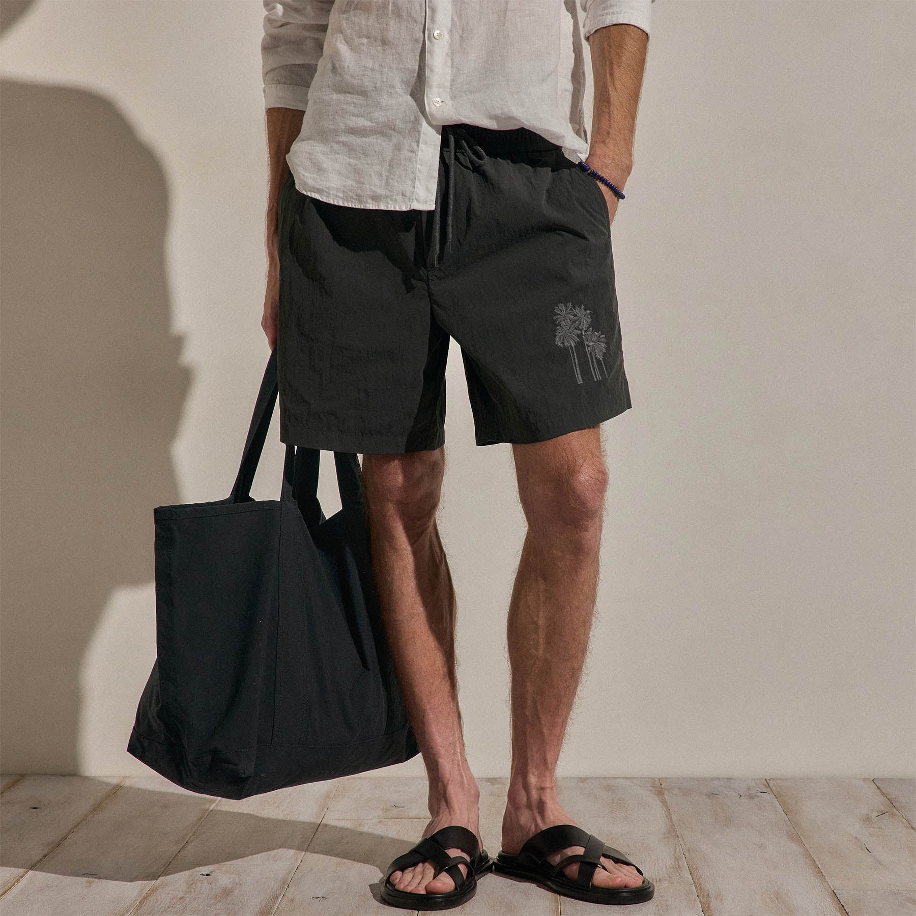 Palm Embroidered Boardshort - Carbon