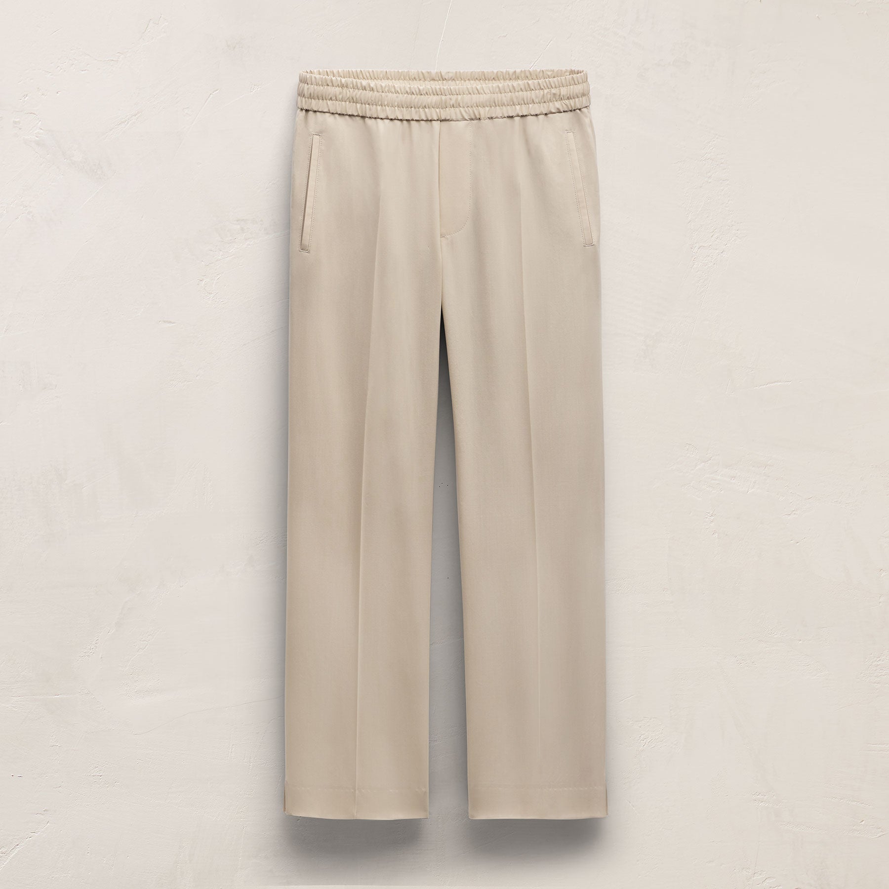 Lightweight Wool Pull On Trouser - Flax