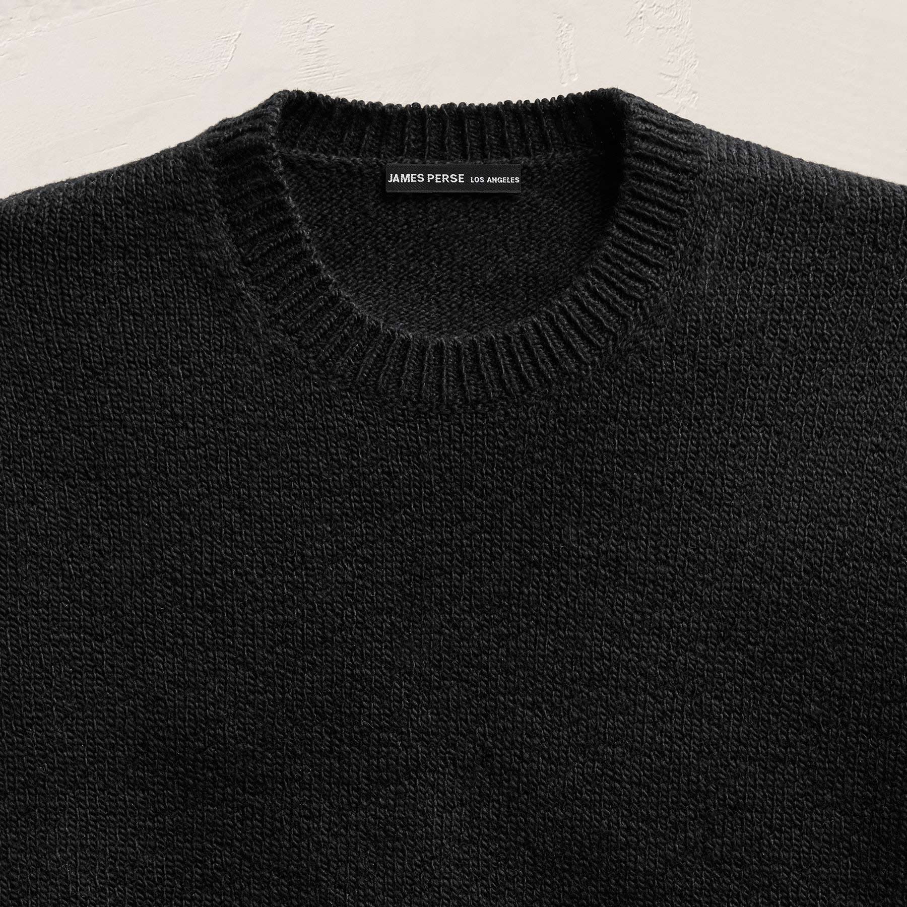 Stretch Cotton Crew Sweater - Black
