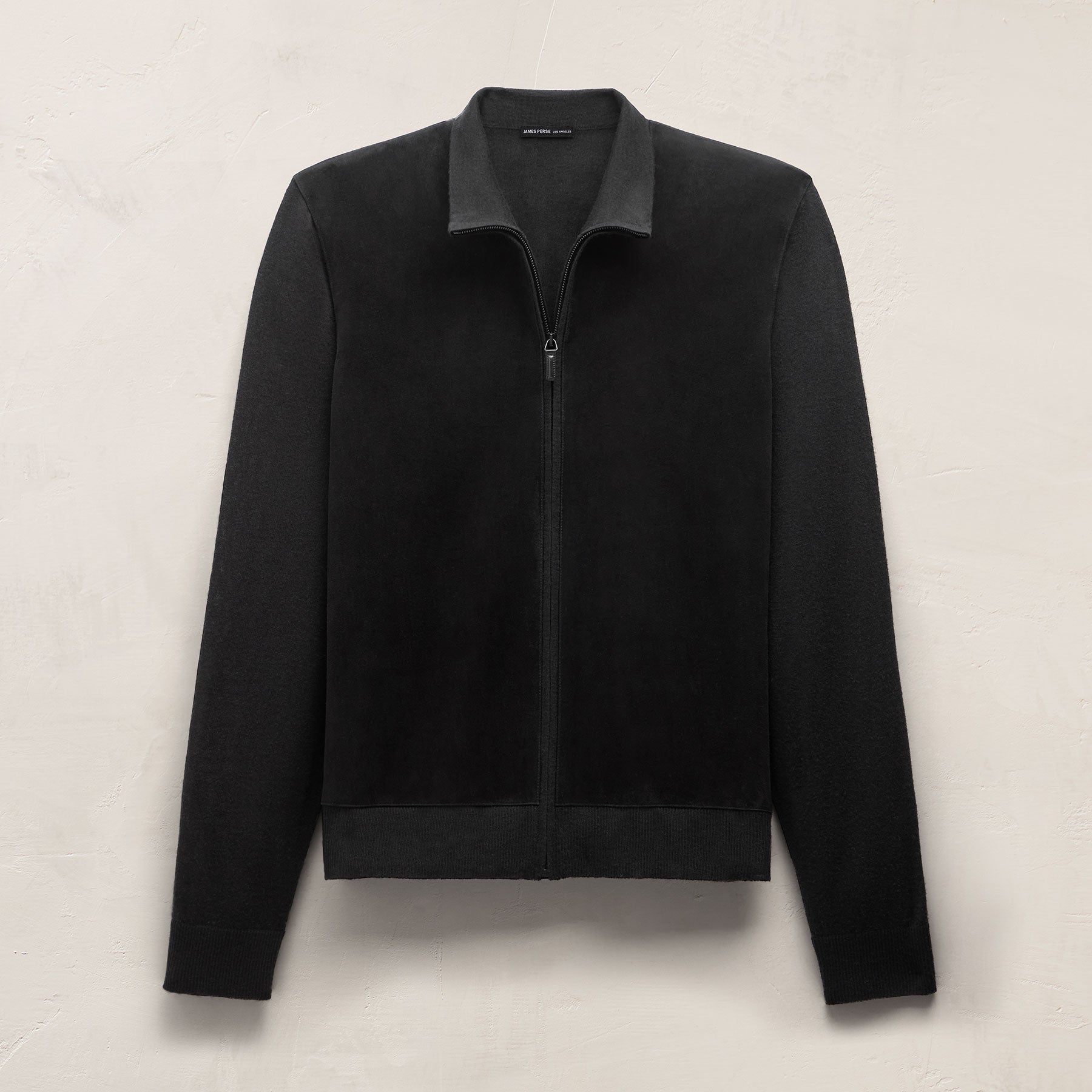Ultrafine Cashmere Suede Front Zip Cardigan - Black