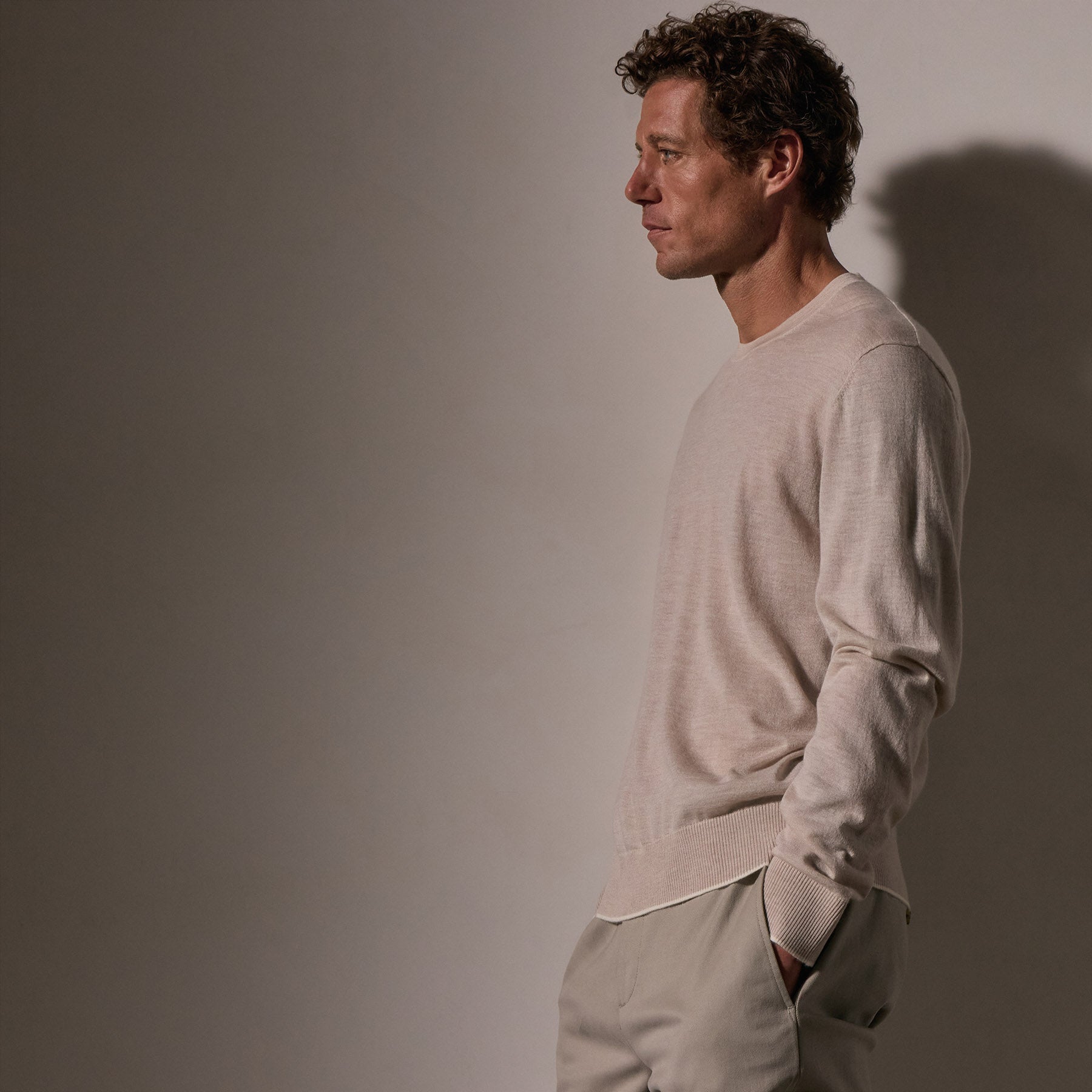 Ultrafine Cashmere Tipped Crew - Balsa/Ivory