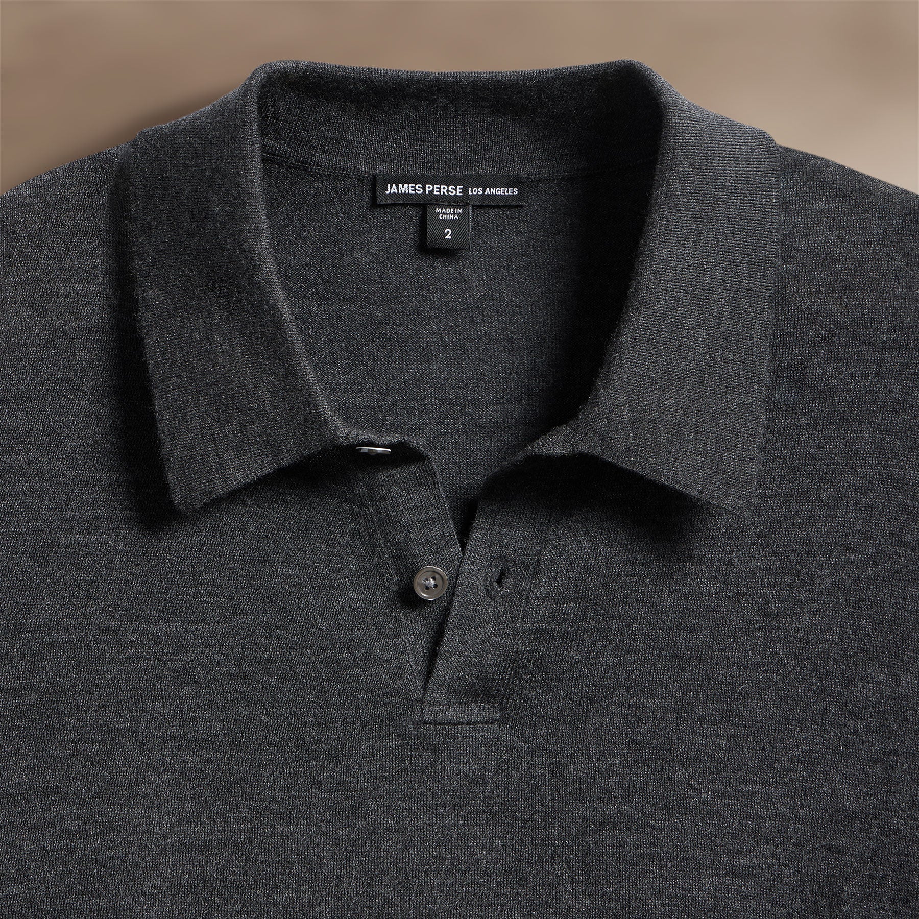 Ultrafine Cashmere Tipped Polo - Coal/Light Heather Grey