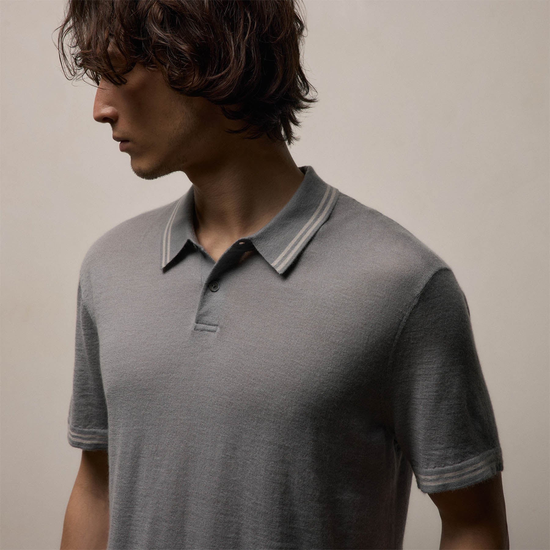 Ultrafine Cashmere Tipped Polo - Ore/Fog