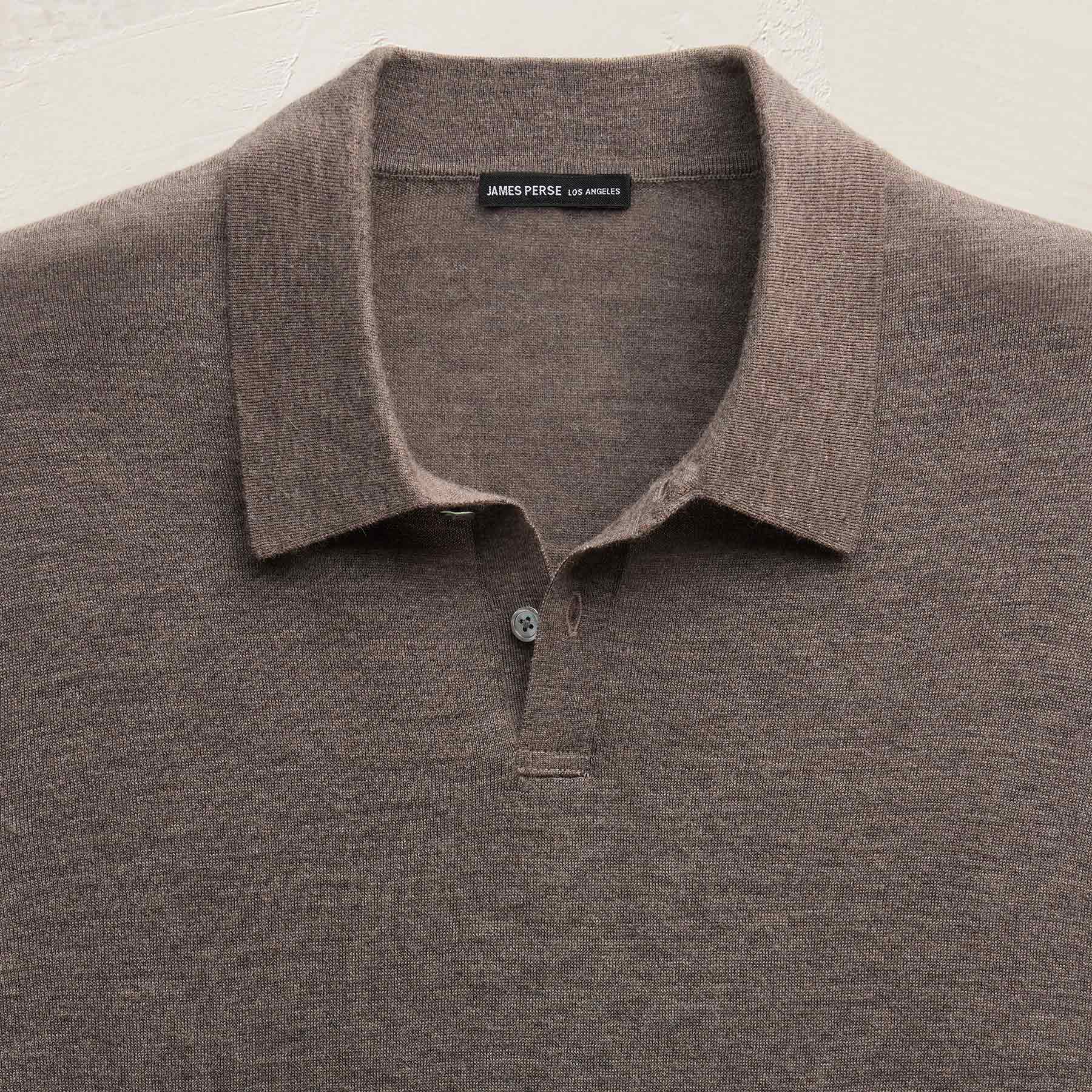 Ultrafine Cashmere Long Sleeve Polo - Dusty Brown