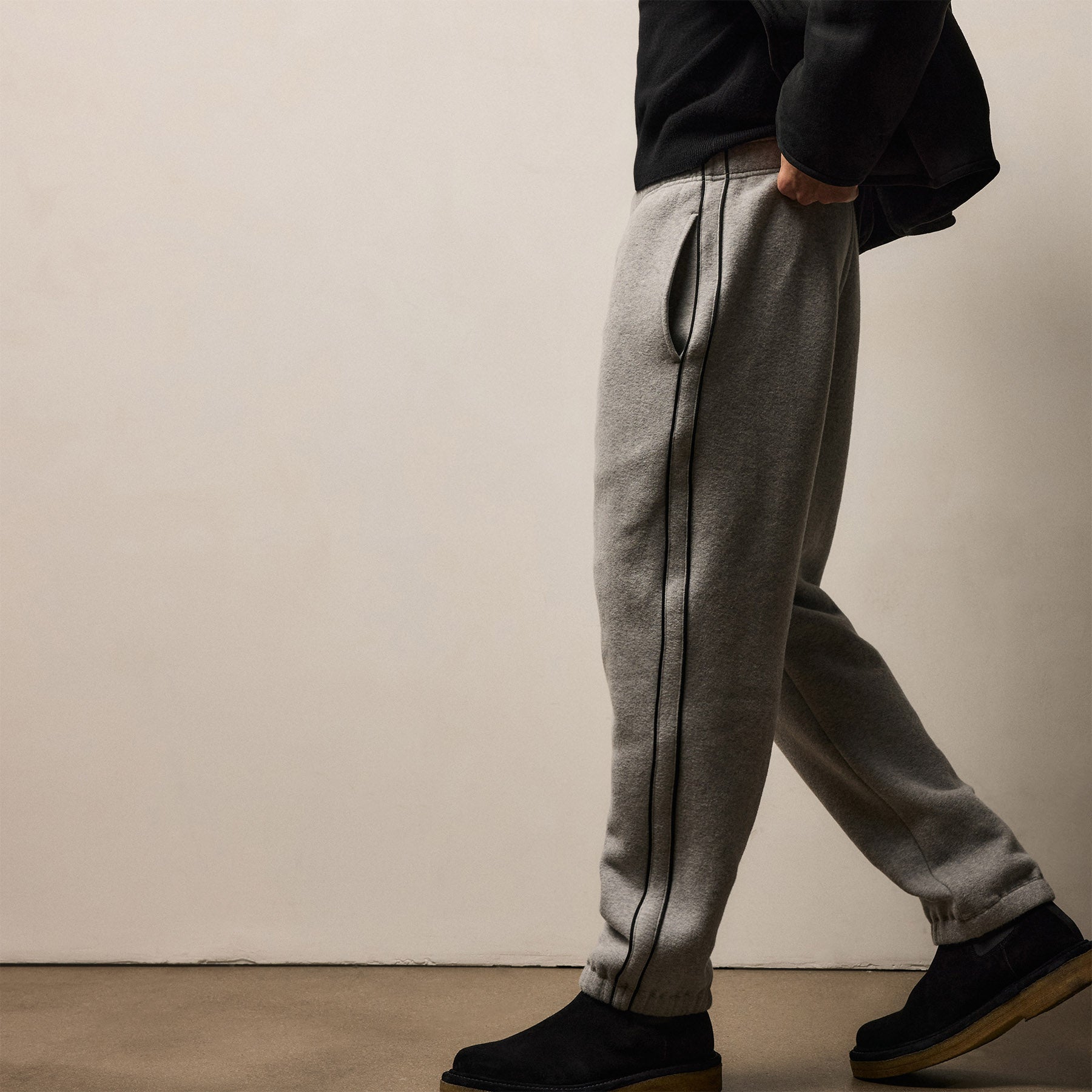 Cozy Sweat Pant With Piping - Heather Grey